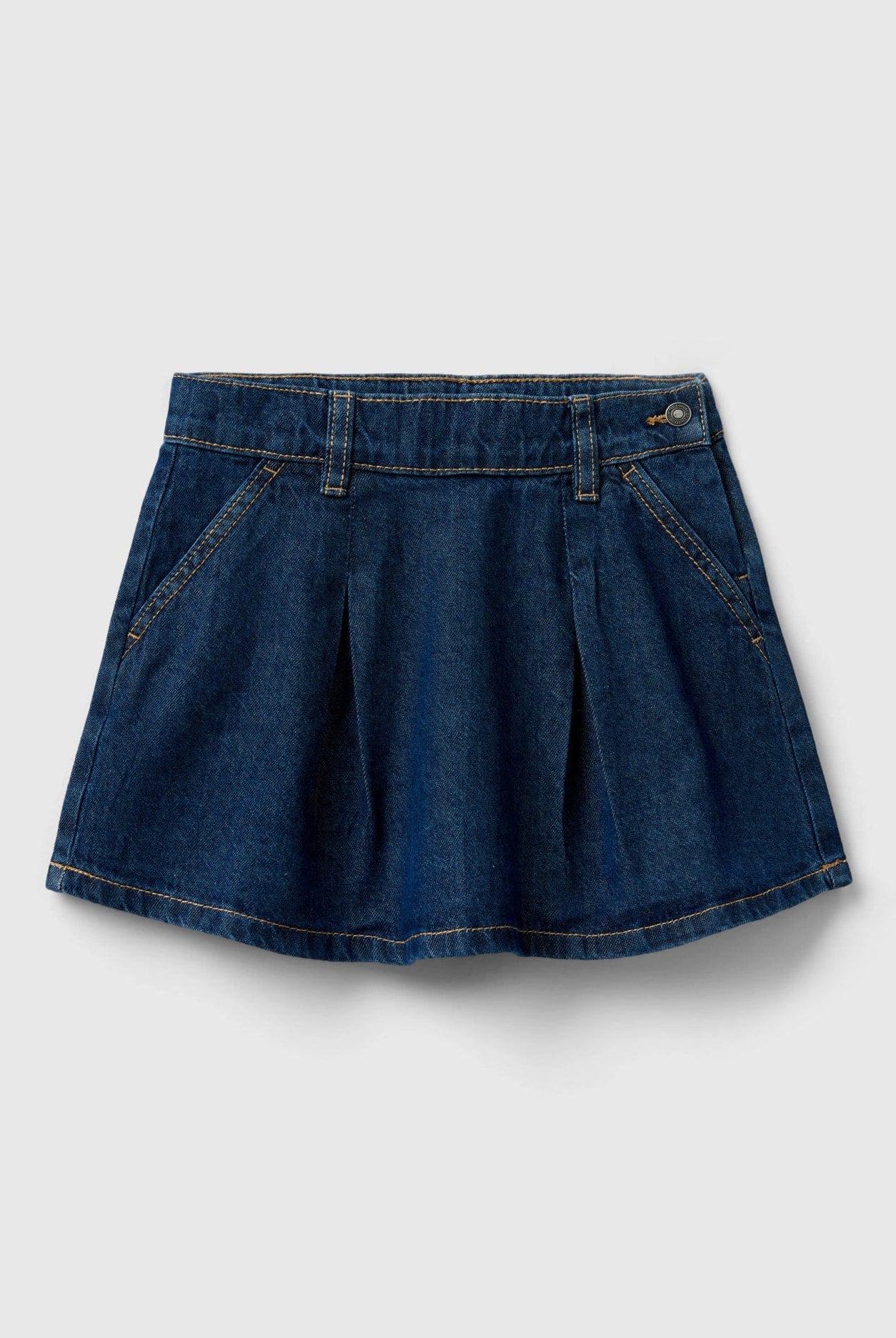 يونايتد كولورز اوف بينيتون تنورة بناتي دينم بتطريز حصان وزر عالجنب