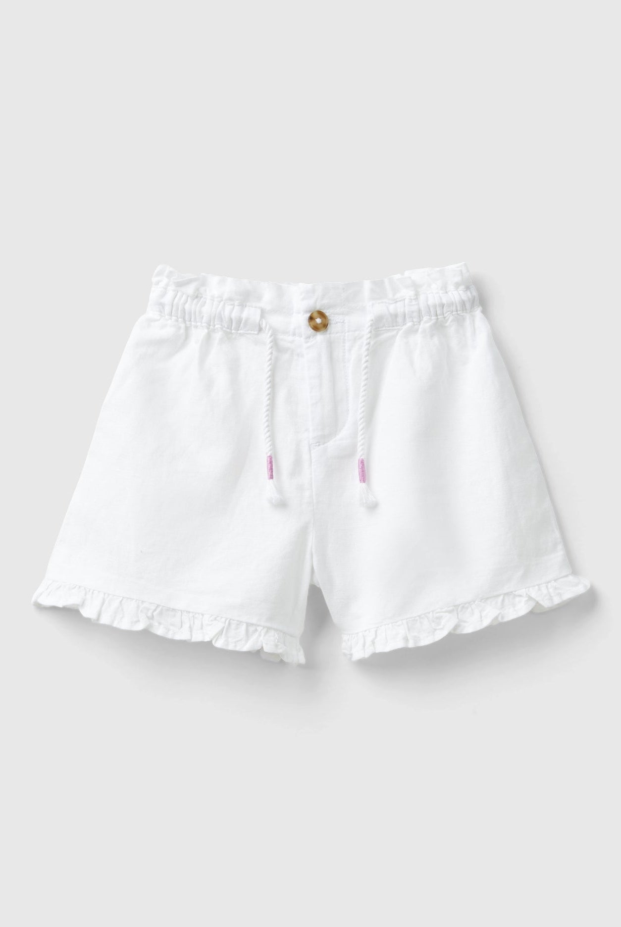 يونايتد كولورز اوف بينيتون شورت بناتي بخصر مجمع وأطراف كشكش