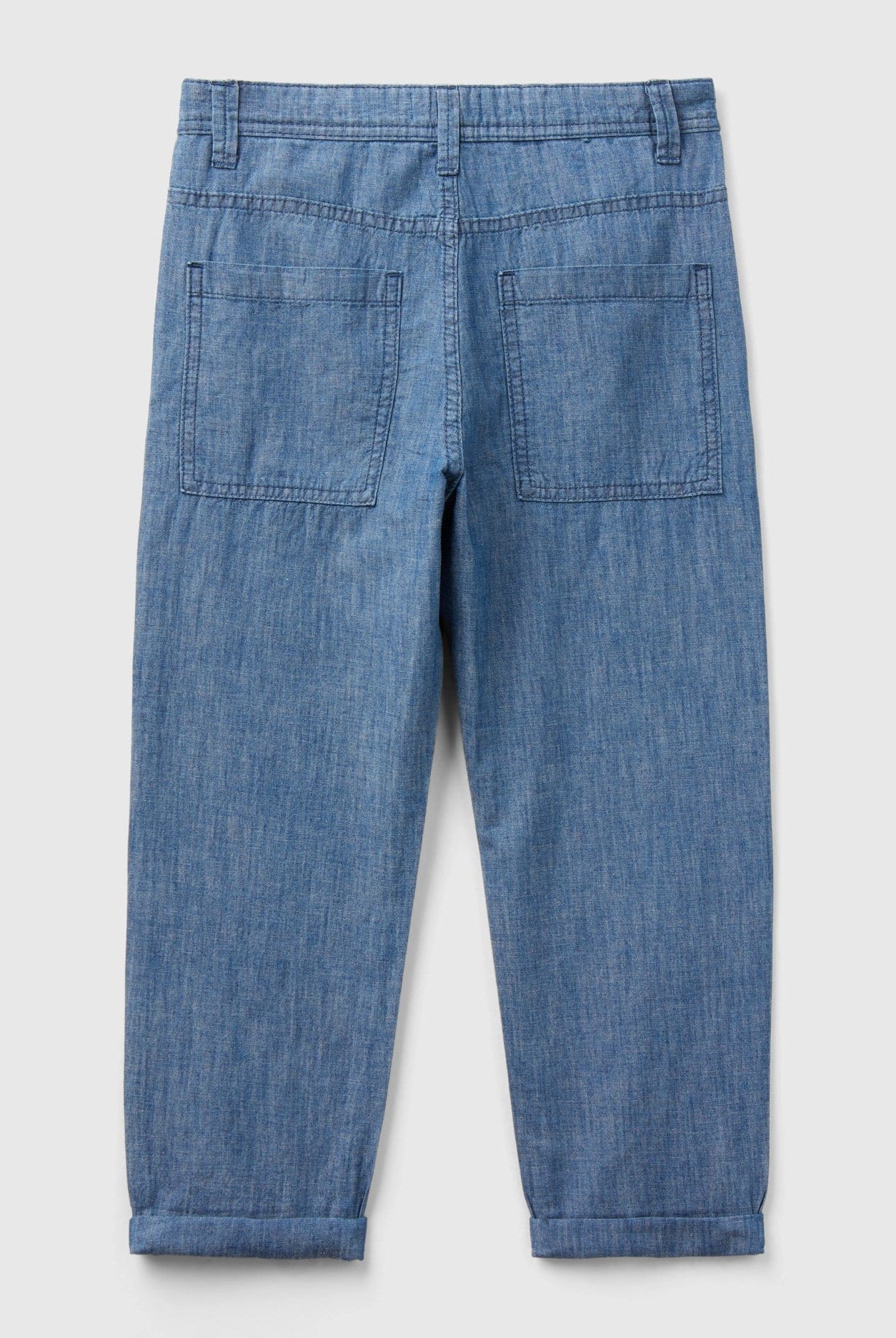 يونايتد كولورز اوف بينيتون سروال شينو اطفال من مزيج الكتان بأربعة جيوب وفتحات للحزام