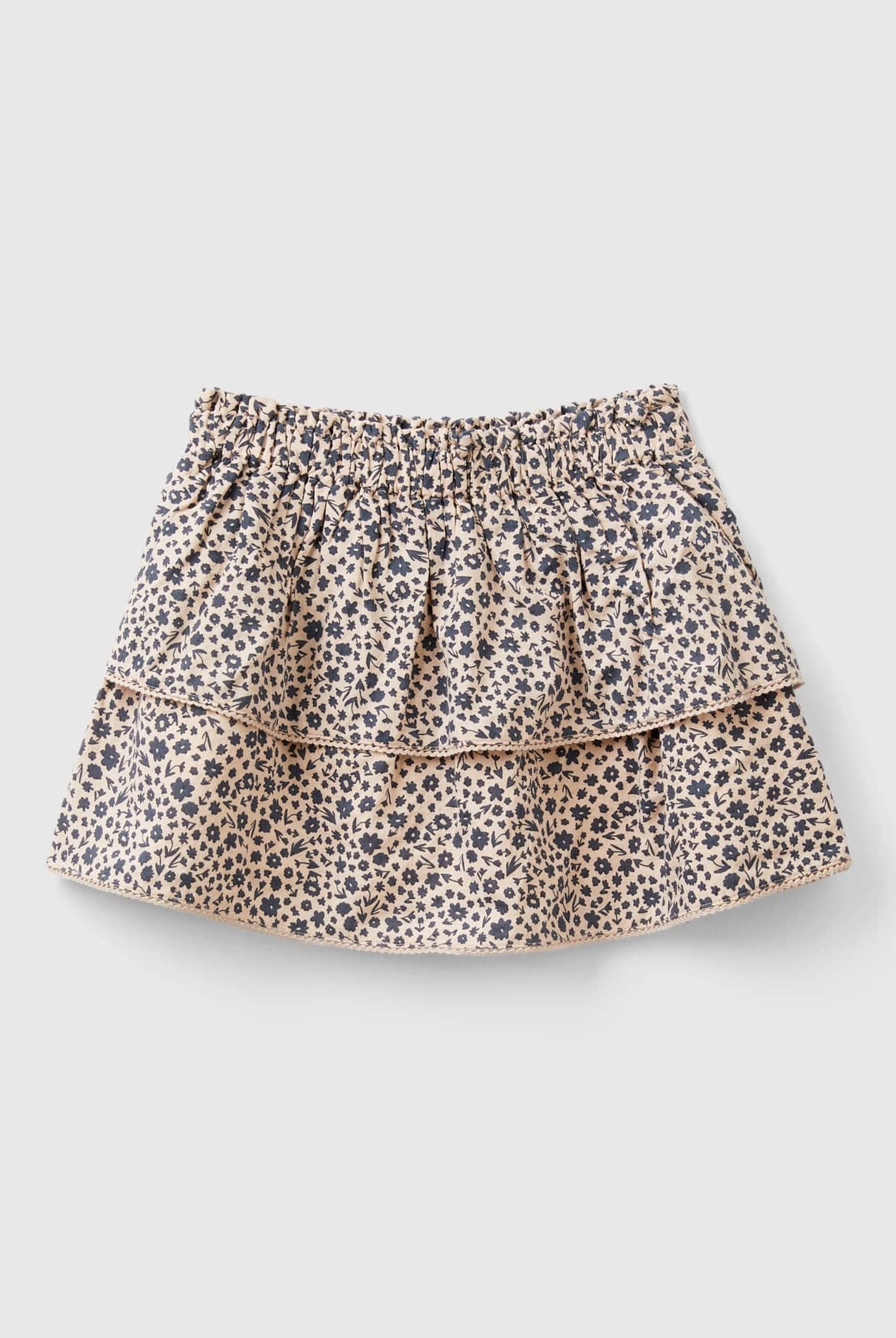 يونايتد كولورز اوف بينيتون تنورة بناتي طبقات مزدوجة بحزام خصر مرن