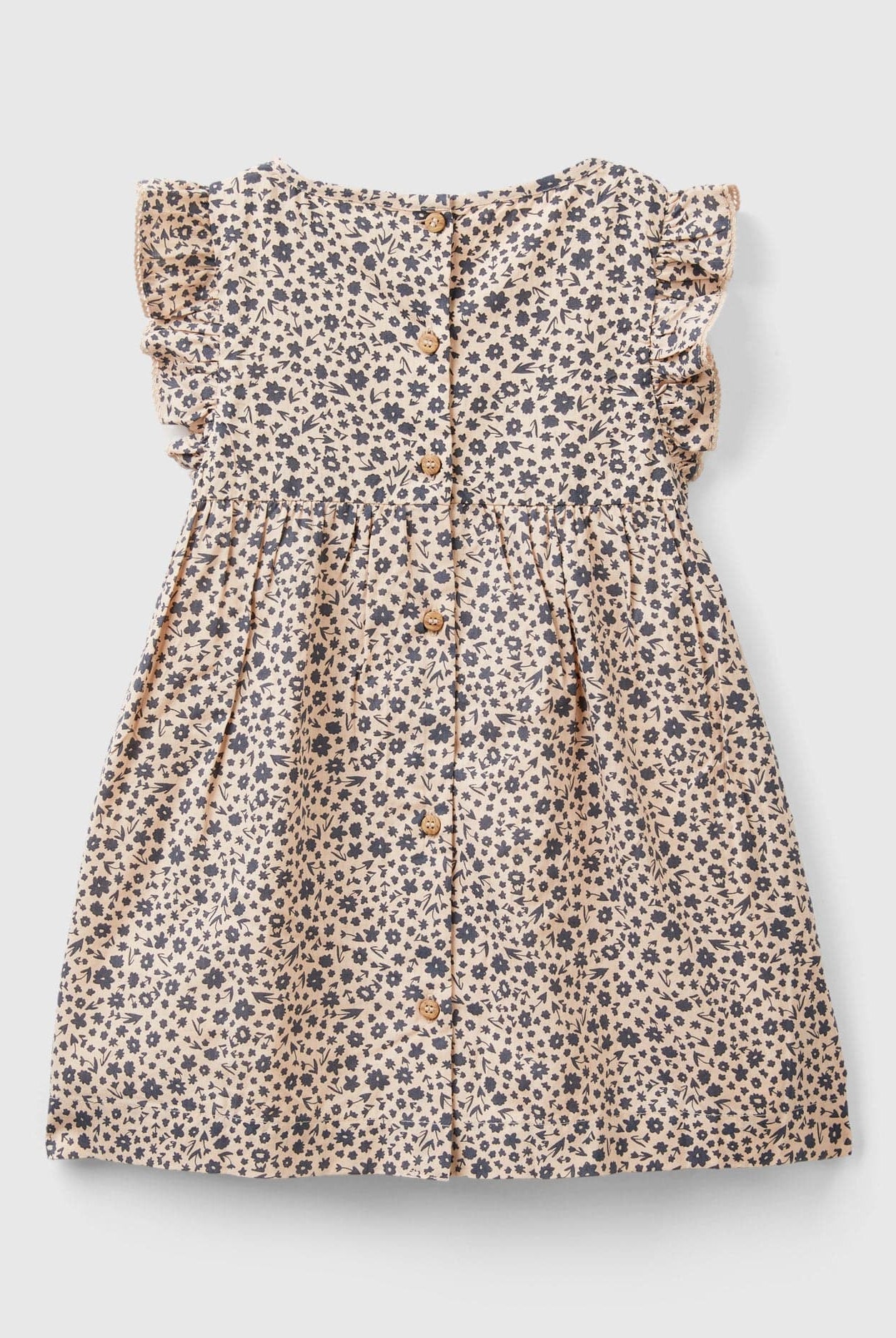 يونايتد كولورز اوف بينيتون فستان بناتي مزخرف مع أزرار في الخلف وتفاصيل من الدانتيل