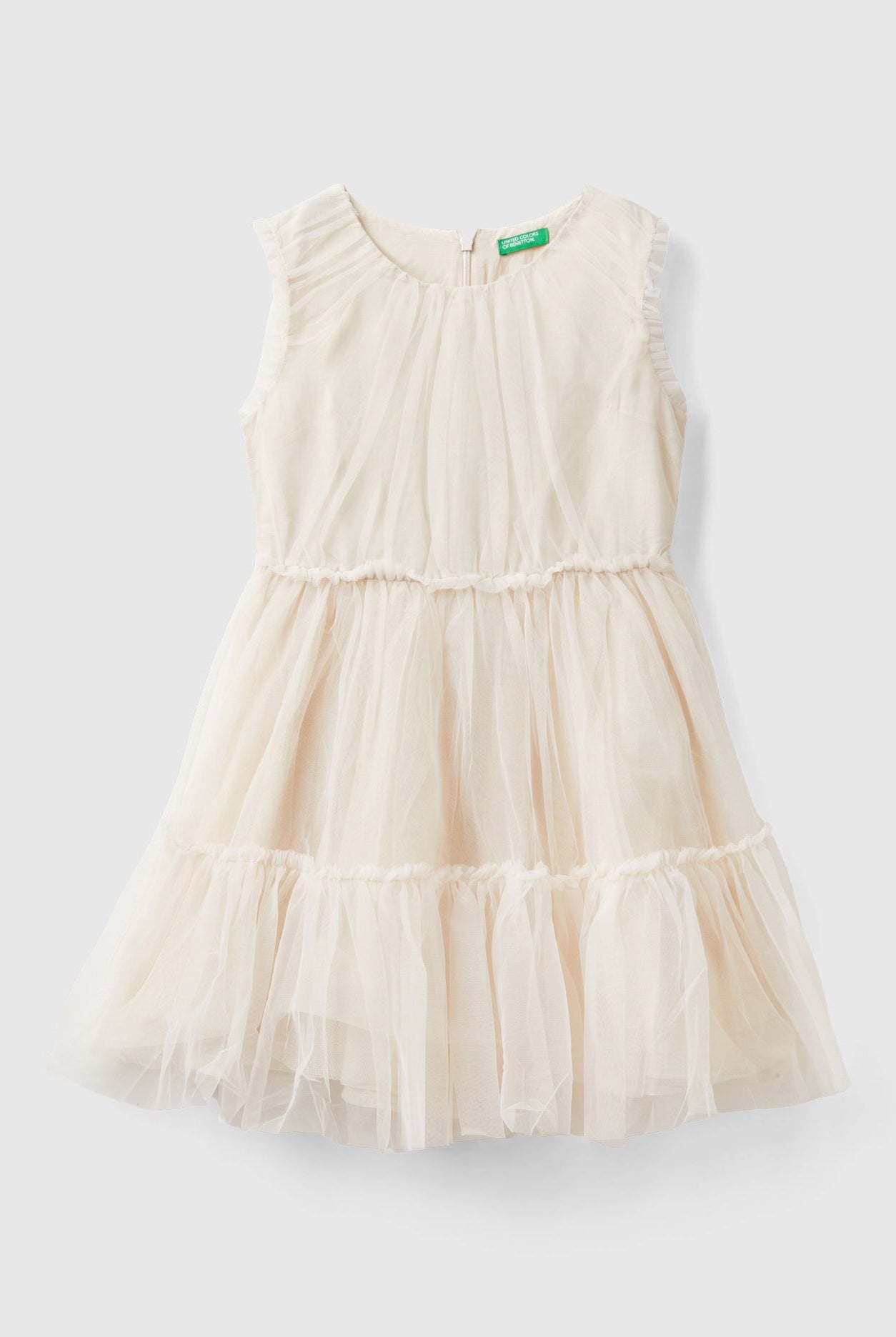 يونايتد كولورز اوف بينيتون فستان تول بناتي بدون أكمام مبطن من الداخل منقوش