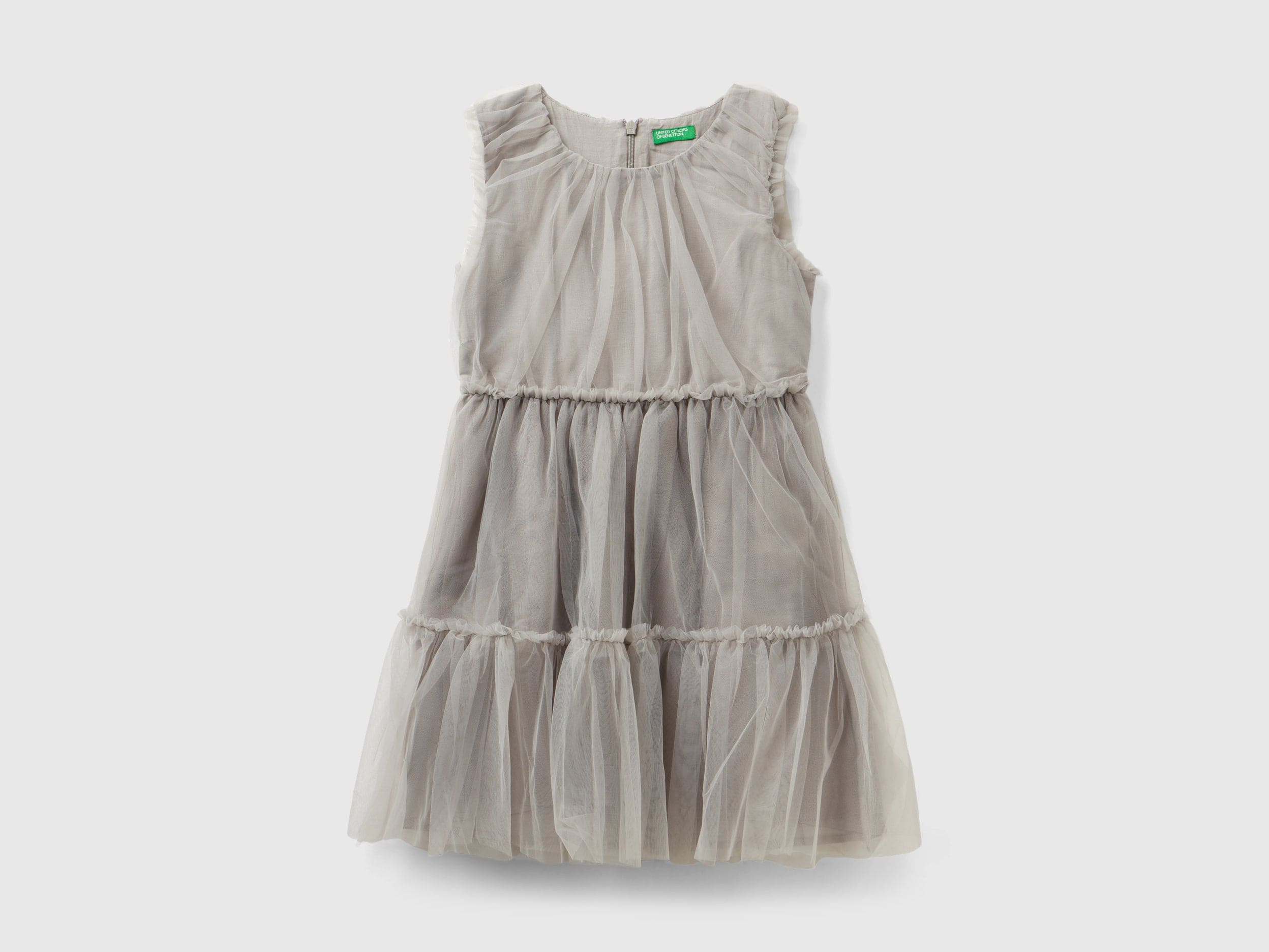 يونايتد كولورز اوف بينيتون فستان تول بناتي بدون أكمام مبطن من الداخل منقوش