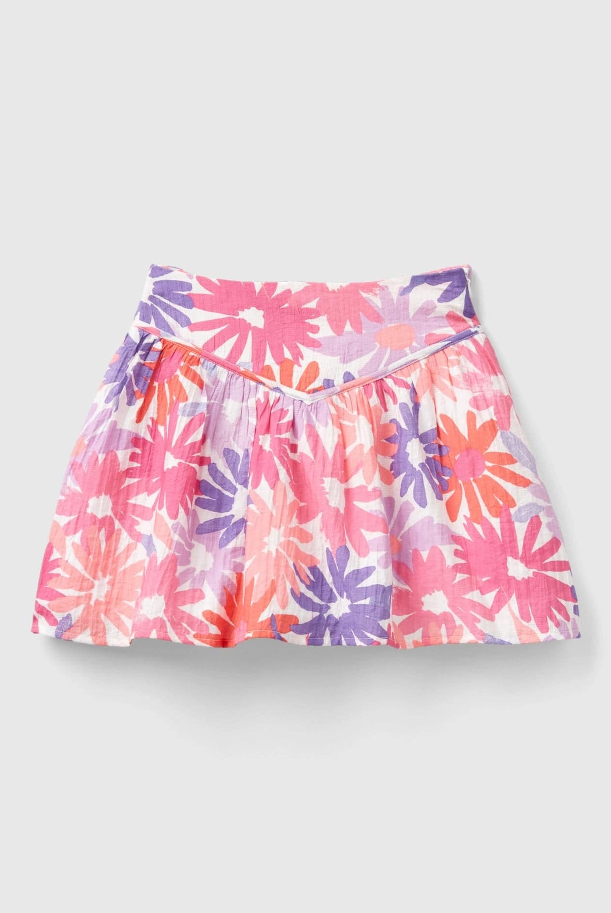 يونايتد كولورز اوف بينيتون تنورة بناتي مطبوعة بأزهار مع تفاصيل على الخصر