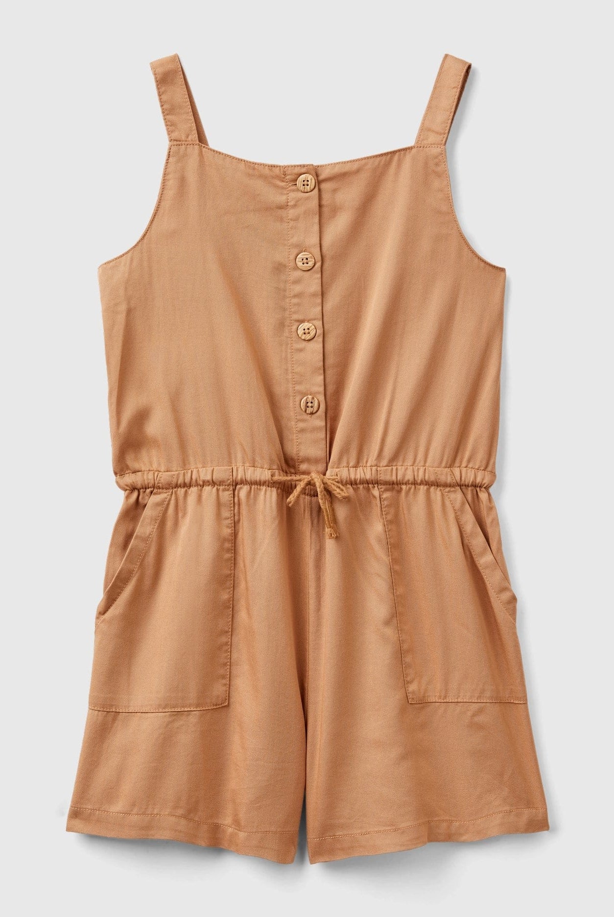 يونايتد كولورز اوف بينيتون جمبسوت قصير بأزرار أمامية ورباط خصر وتفاصيل مرنة في الخلف للفتيات