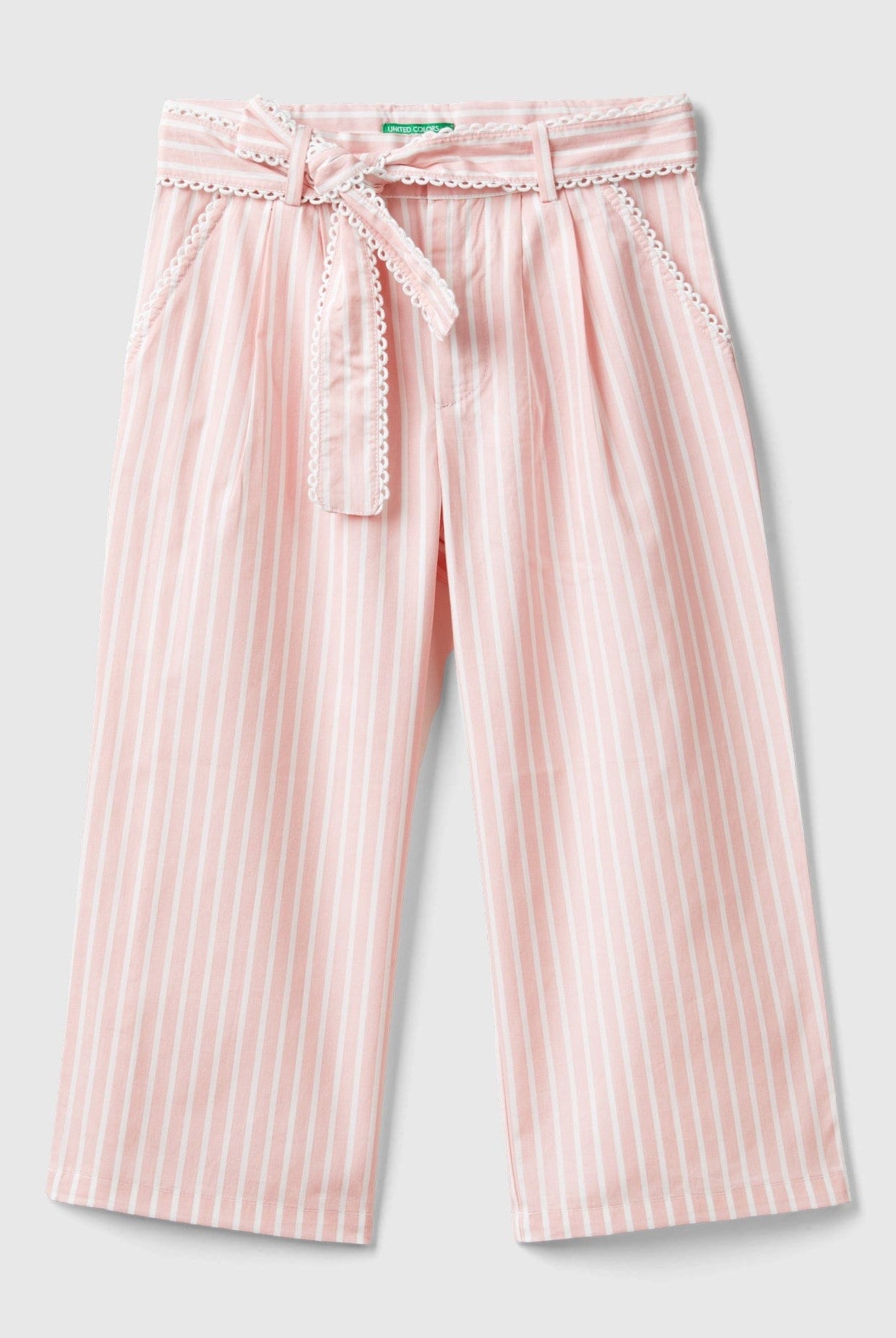 يونايتد كولورز اوف بينيتون بنطلون مخطط بالطول برباط على الخصر بناتي