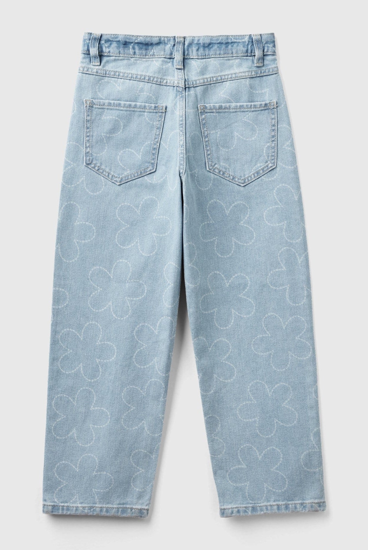 يونايتد كولورز اوف بينيتون بنطلون جينز مستقيم مع تطريز زهور بناتي