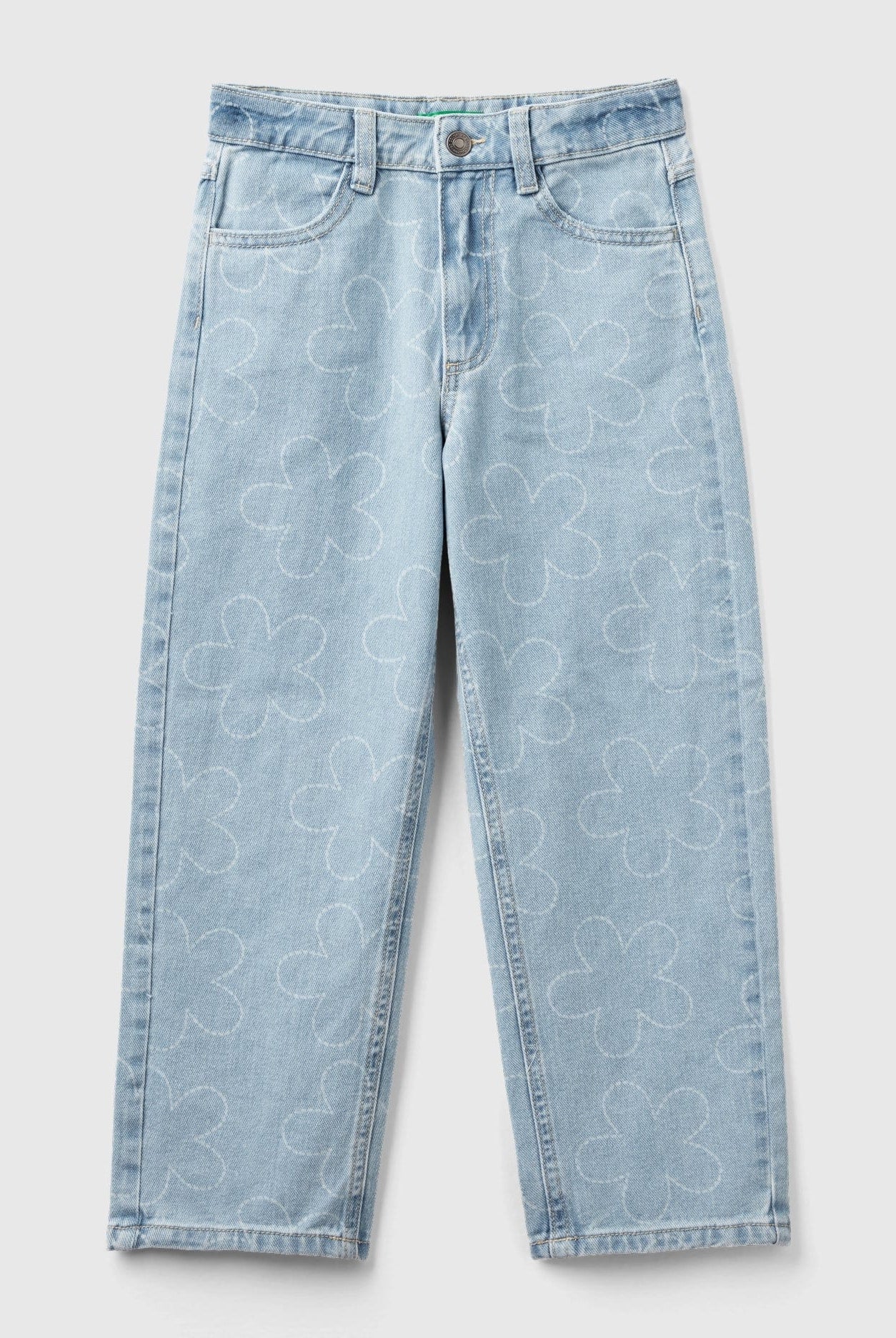 يونايتد كولورز اوف بينيتون بنطلون جينز مستقيم مع تطريز زهور بناتي