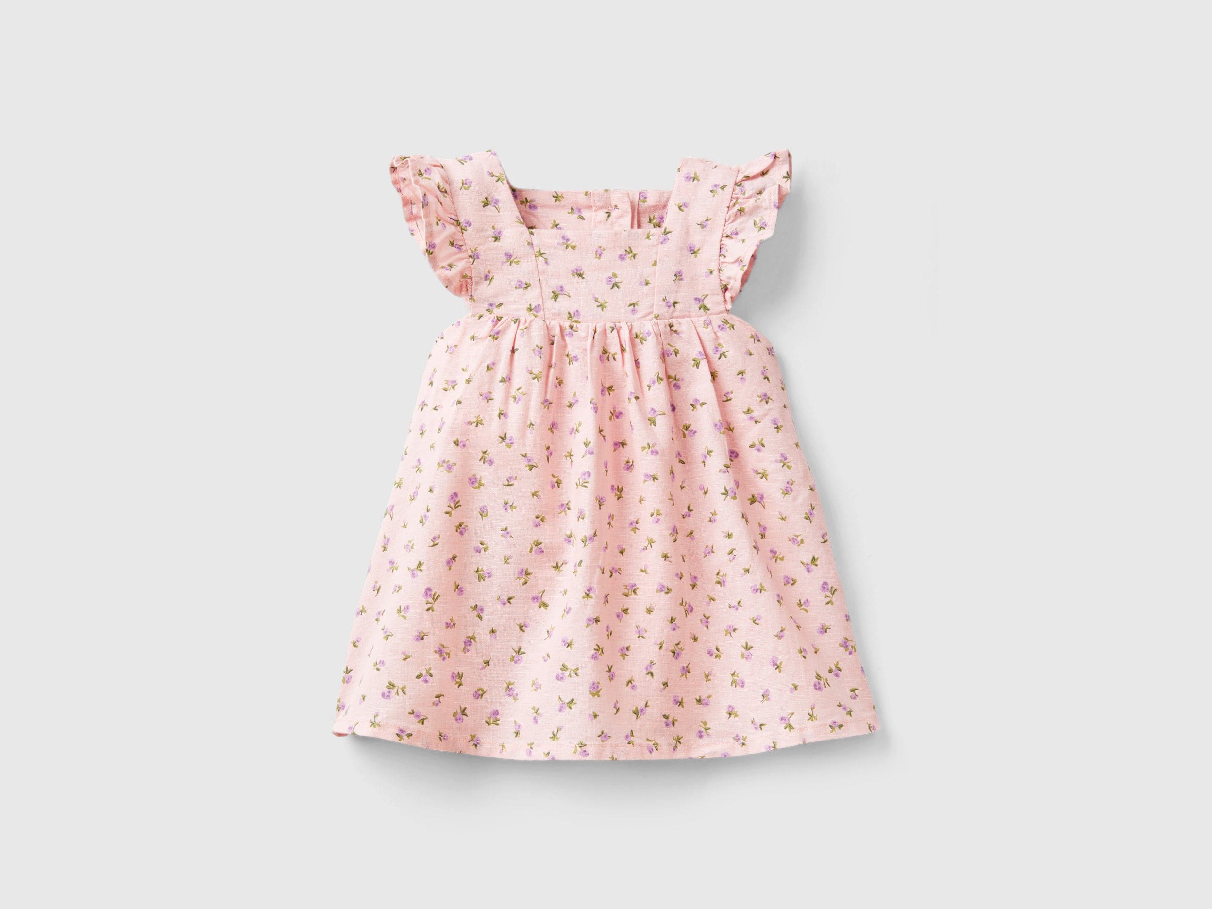 يونايتد كولورز اوف بينيتون فستان بنقوش وأزرار زخرفية وكشكش رضع