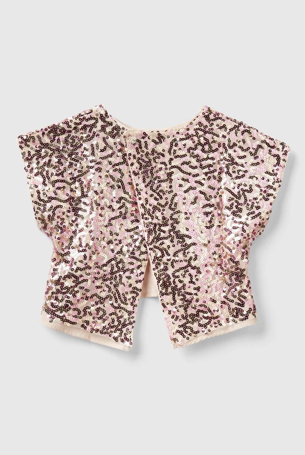 يونايتد كولورز اوف بينيتون بلوزة بناتي برقبة دائرية ونقوش كاملة مع تفصيل متقاطع على الظهر