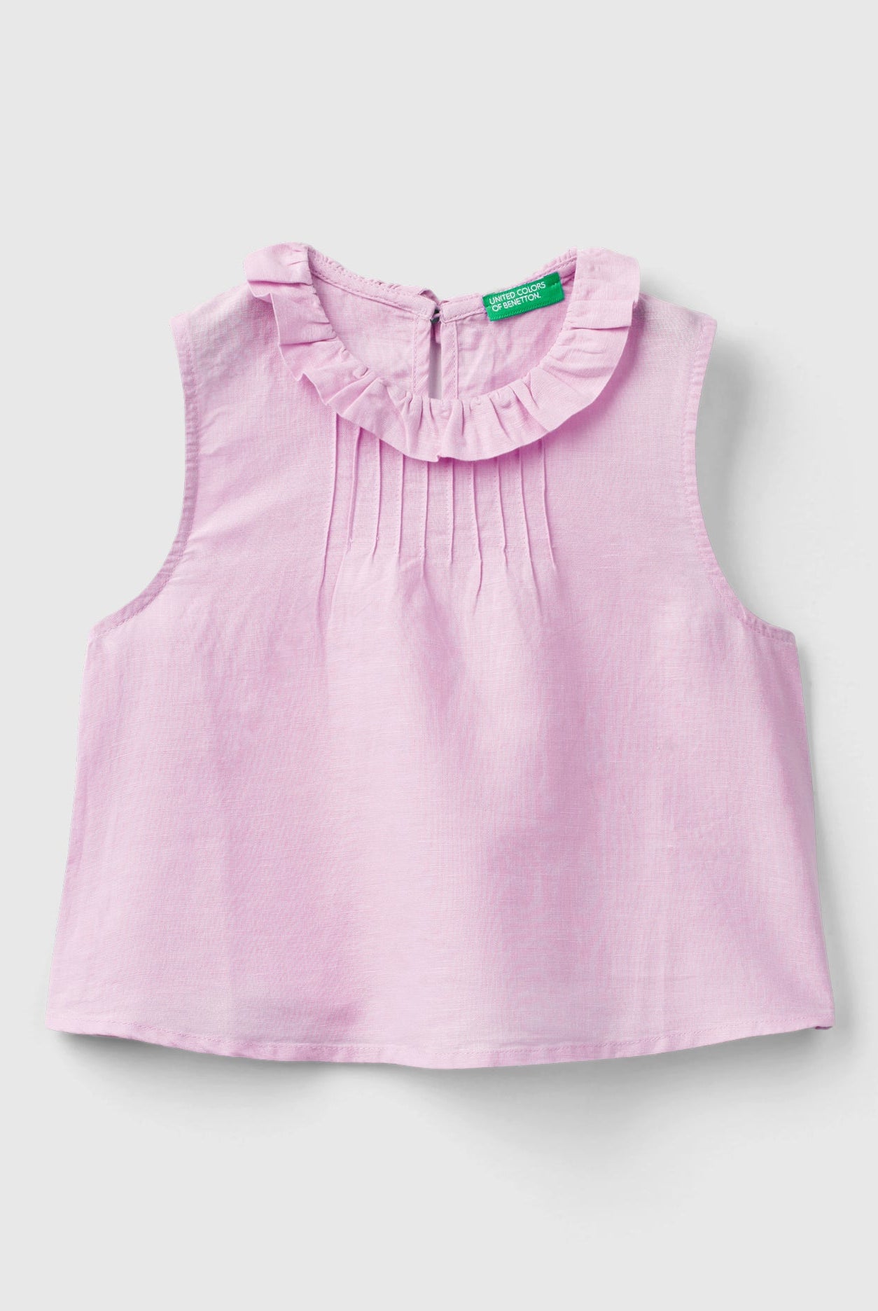 يونايتد كولورز اوف بينيتون بلوزة بناتي بدون أكمام مع ياقة مكشكشة