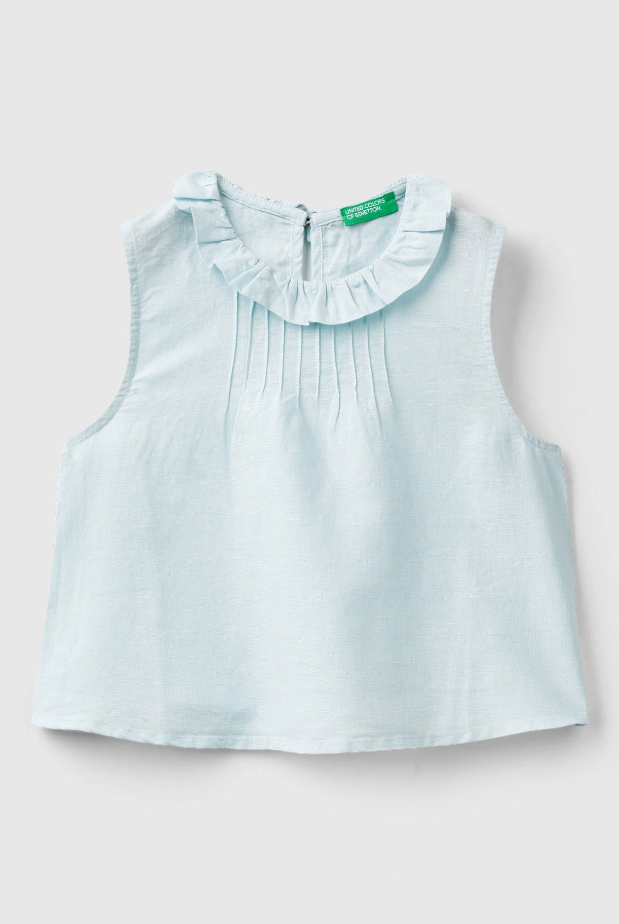 يونايتد كولورز اوف بينيتون بلوزة بناتي بدون أكمام مع ياقة مكشكشة