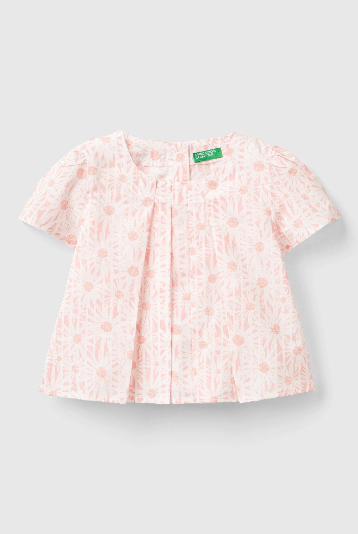 يونايتد كولورز اوف بينيتون قميص بناتي بكشكشة في الوسط وطباعة زهور