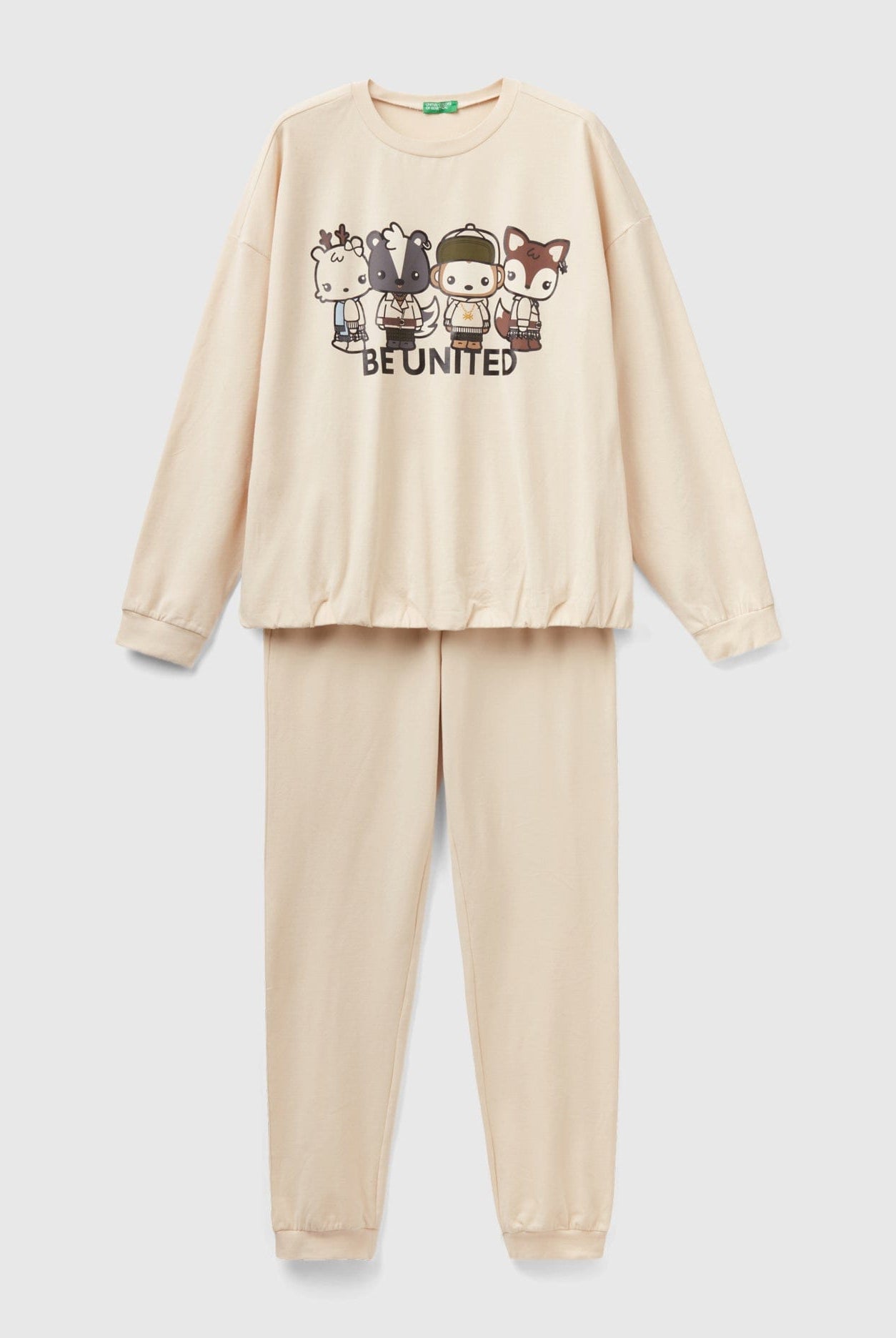 يونايتد كولورز اوف بينيتون طقم بيجاما مطبوع بشعار