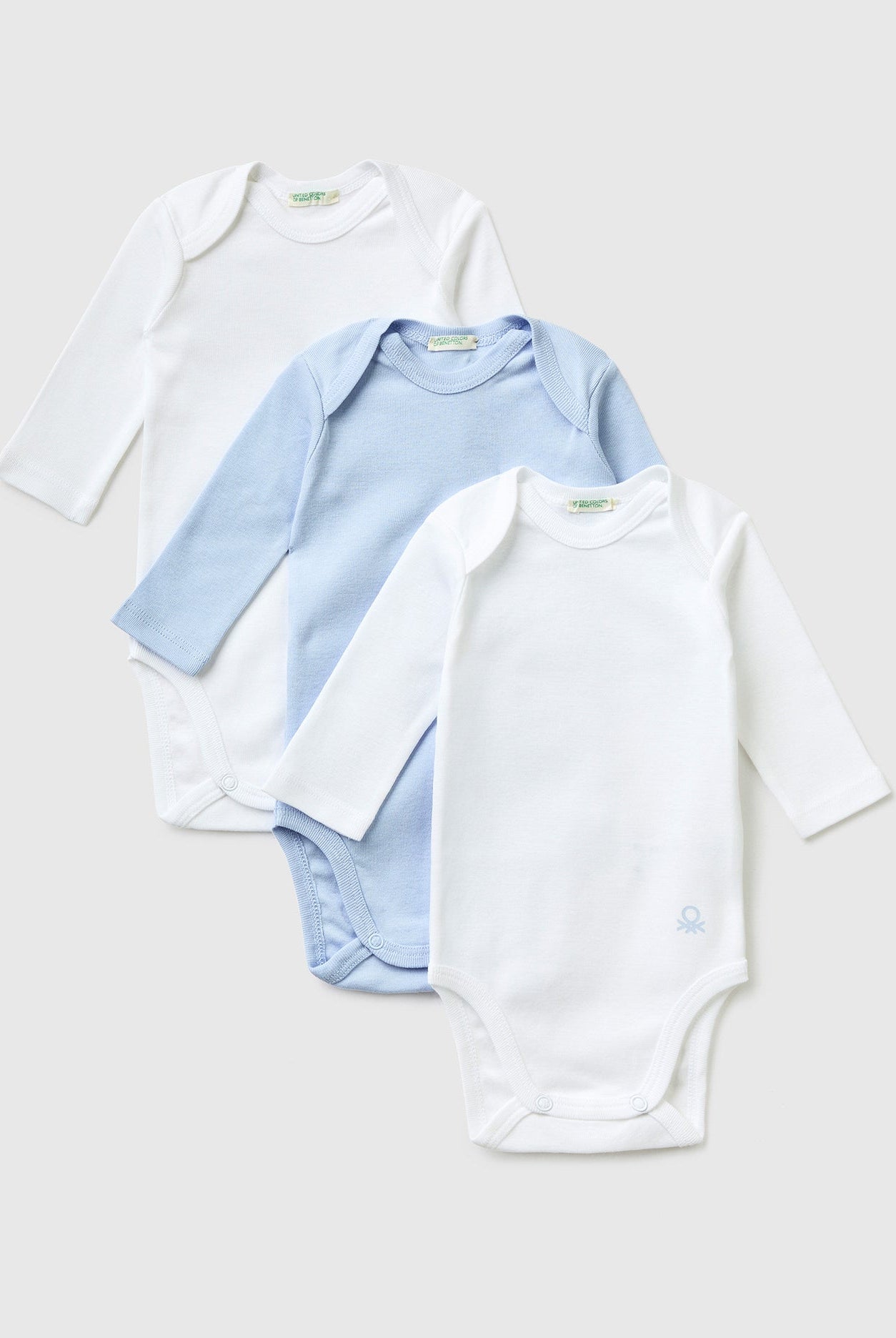 يونايتد كولورز اوف بينيتون بدلات قطن عضوي بثلاث ألوان سادة رضع أطفالي