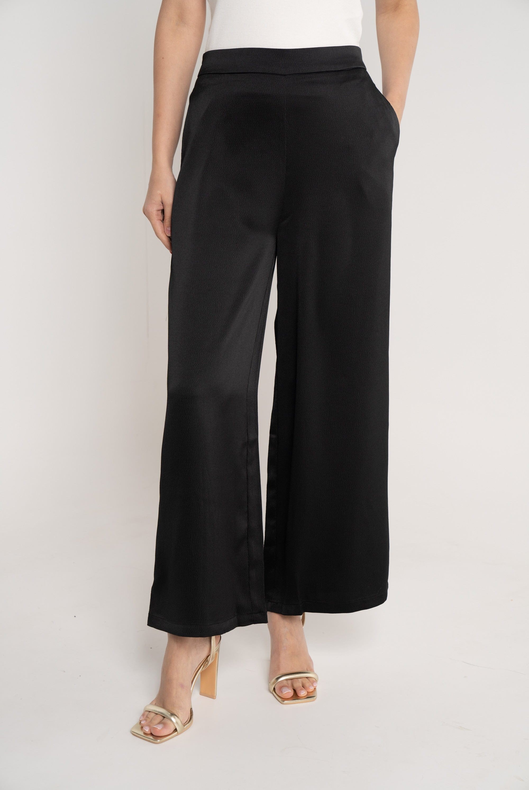 نتشي بنطلون طويل بخصر مرتفع واسع بجيوب