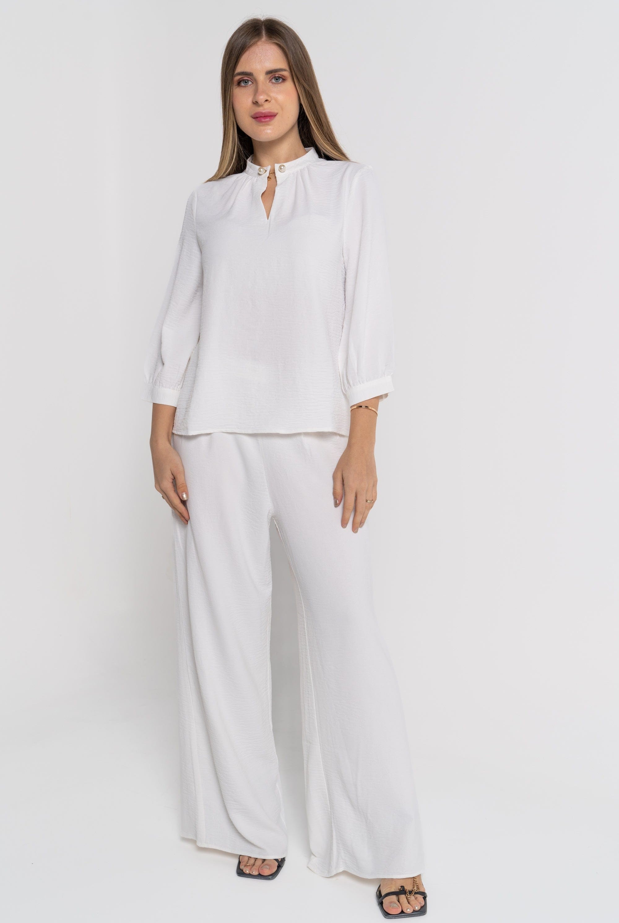 نتشي بنطلون طويل وسيع سادة نسائي