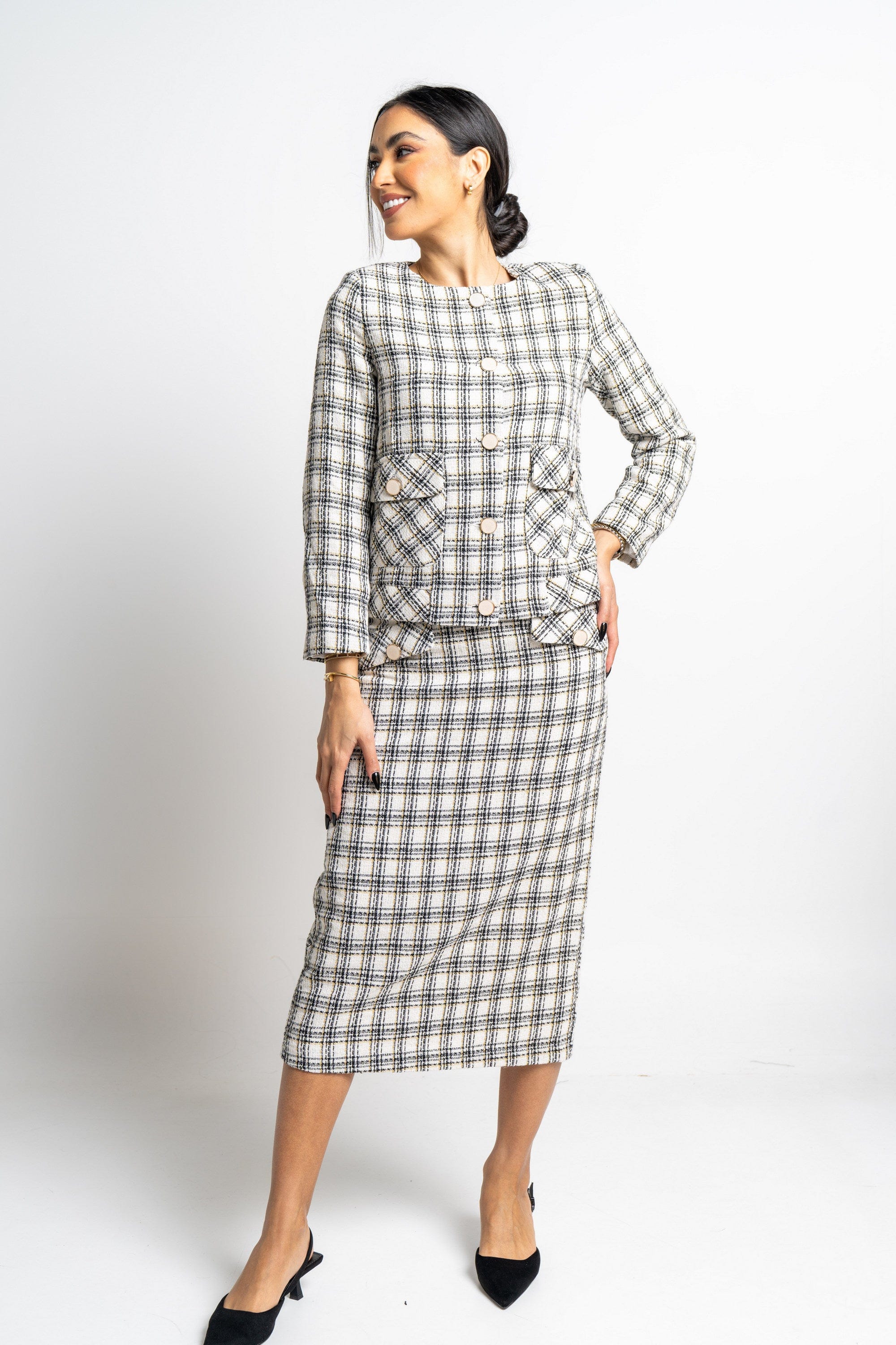 نتشي تنورة ميدي كاروهات نسائي