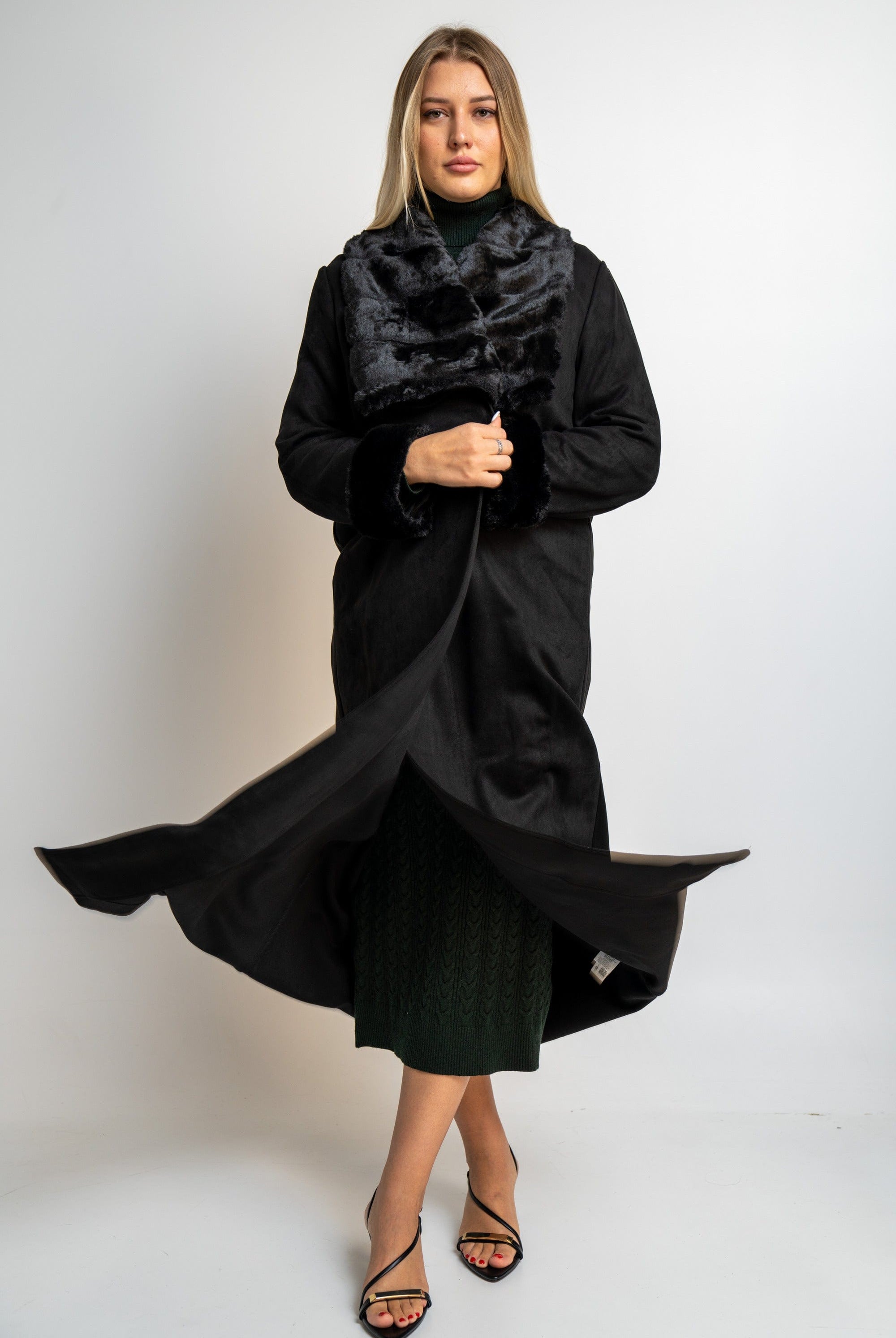 نتشي جاكيت طويل فرو كم طويل نسائي