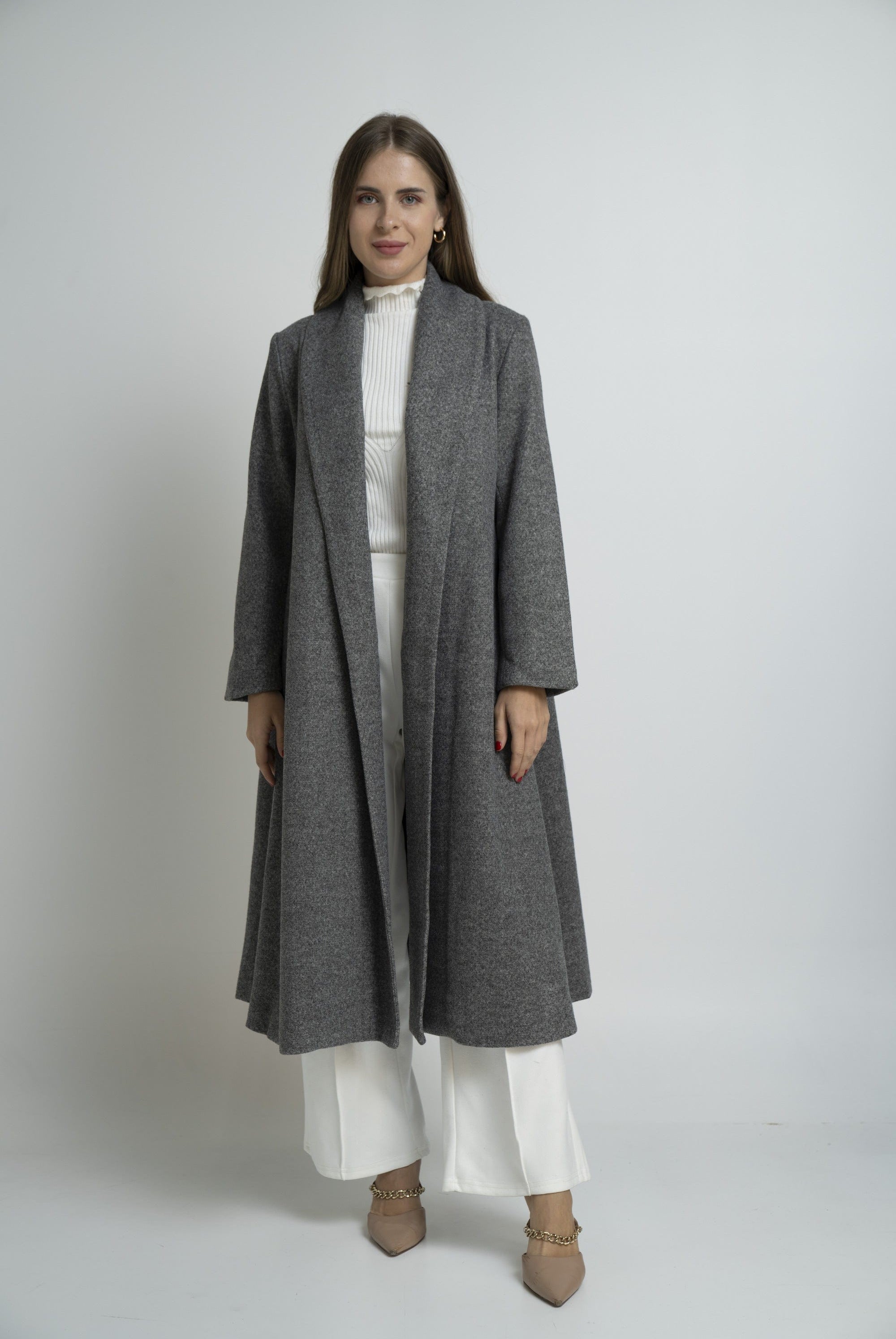 نتشي بالطو واسع طويل كم طويل نسائي