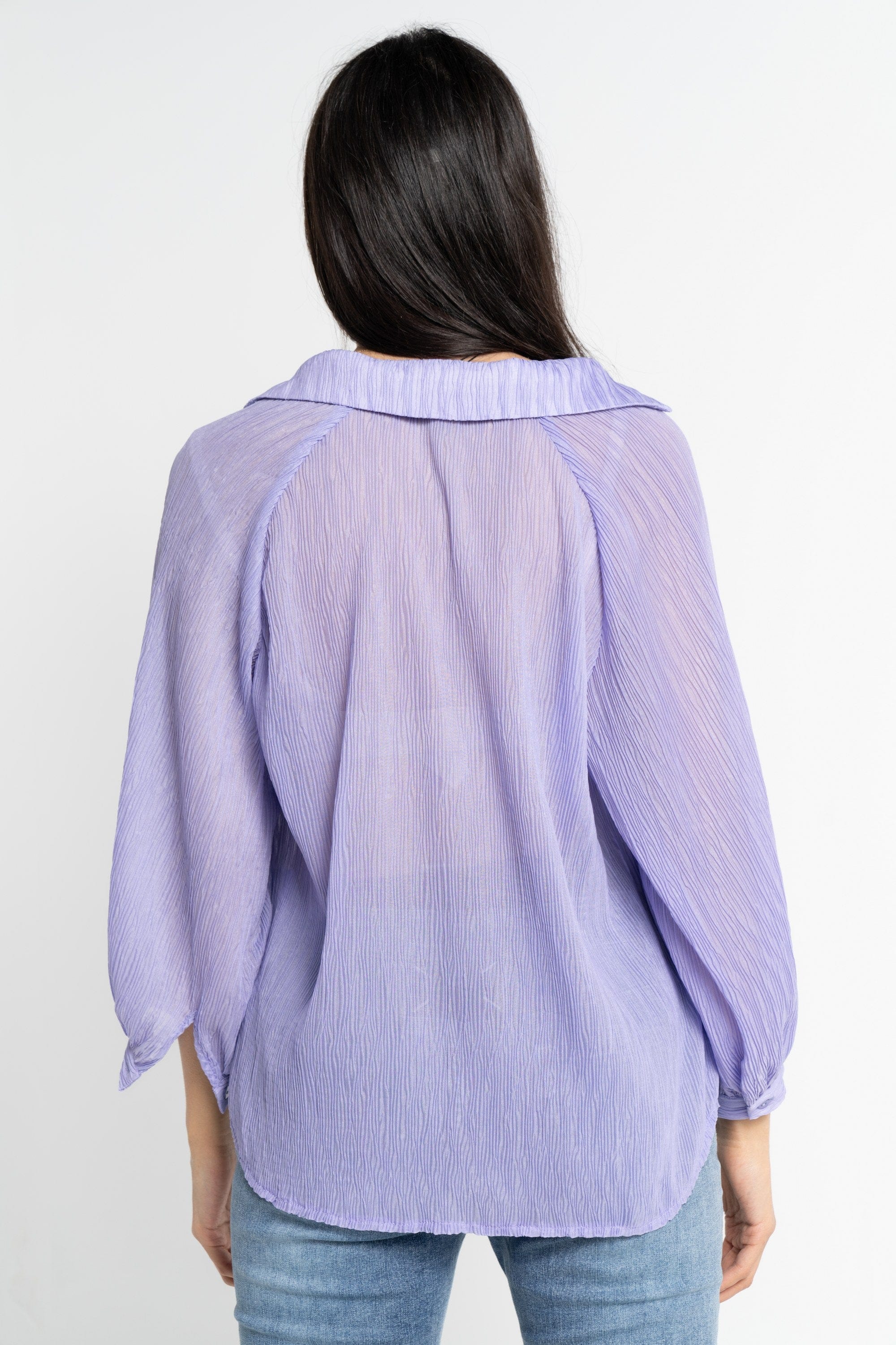 نتشي بلوزة بأكمام 3/4 بف سادة نسائي