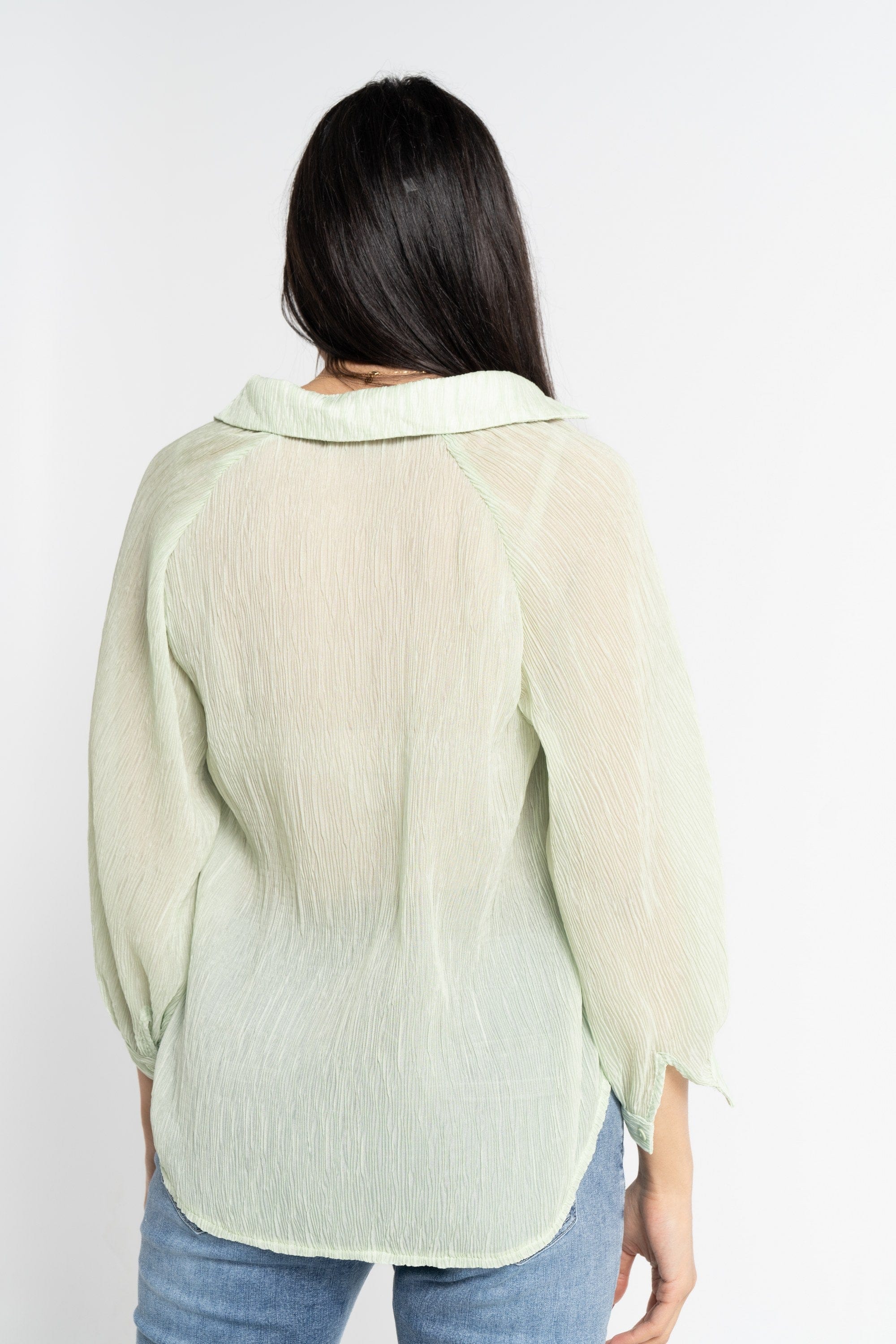 نتشي بلوزة بأكمام 3/4 بف سادة نسائي