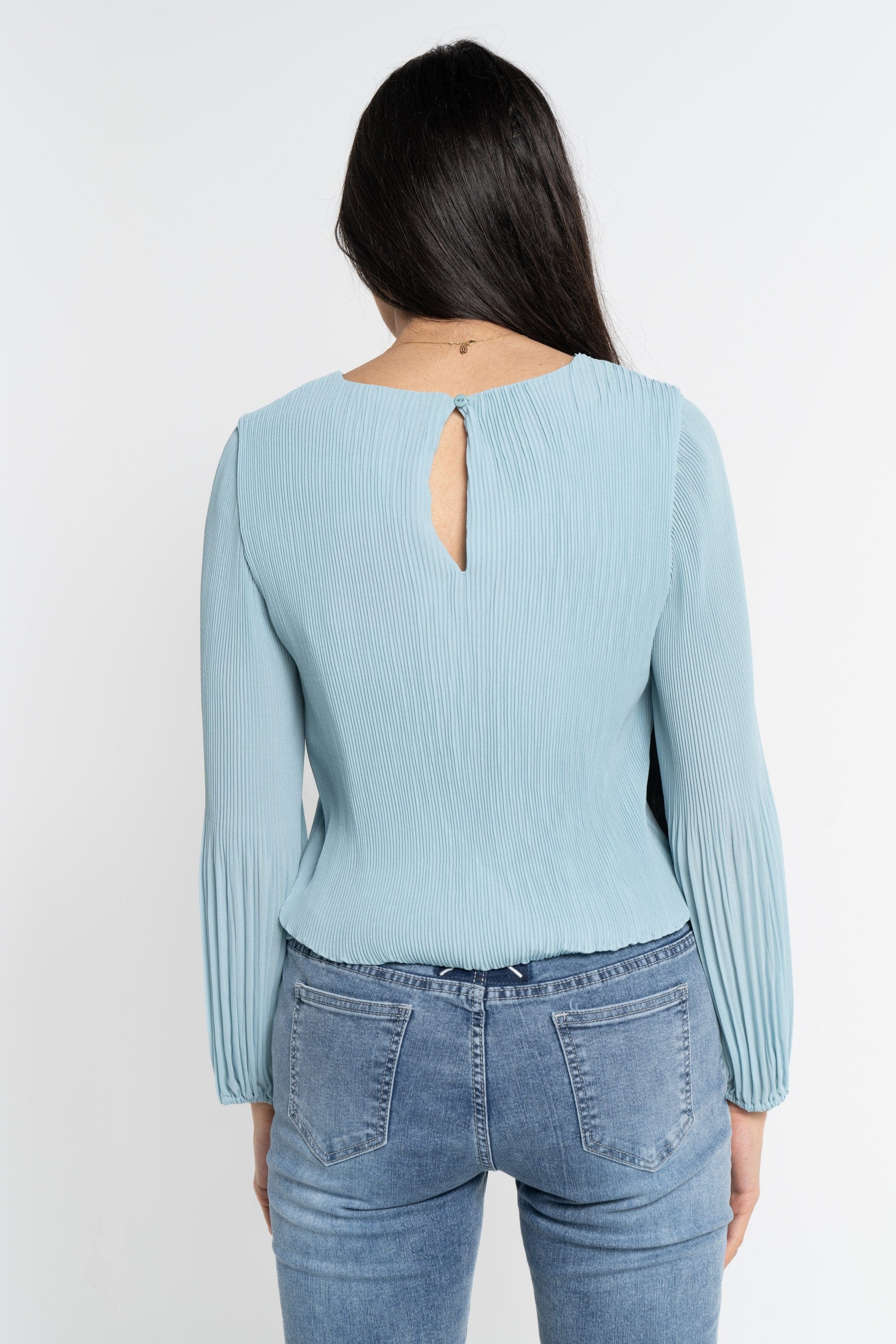 نتشي بلوزة بأكمام طويلة نسائية بليسية رفيع