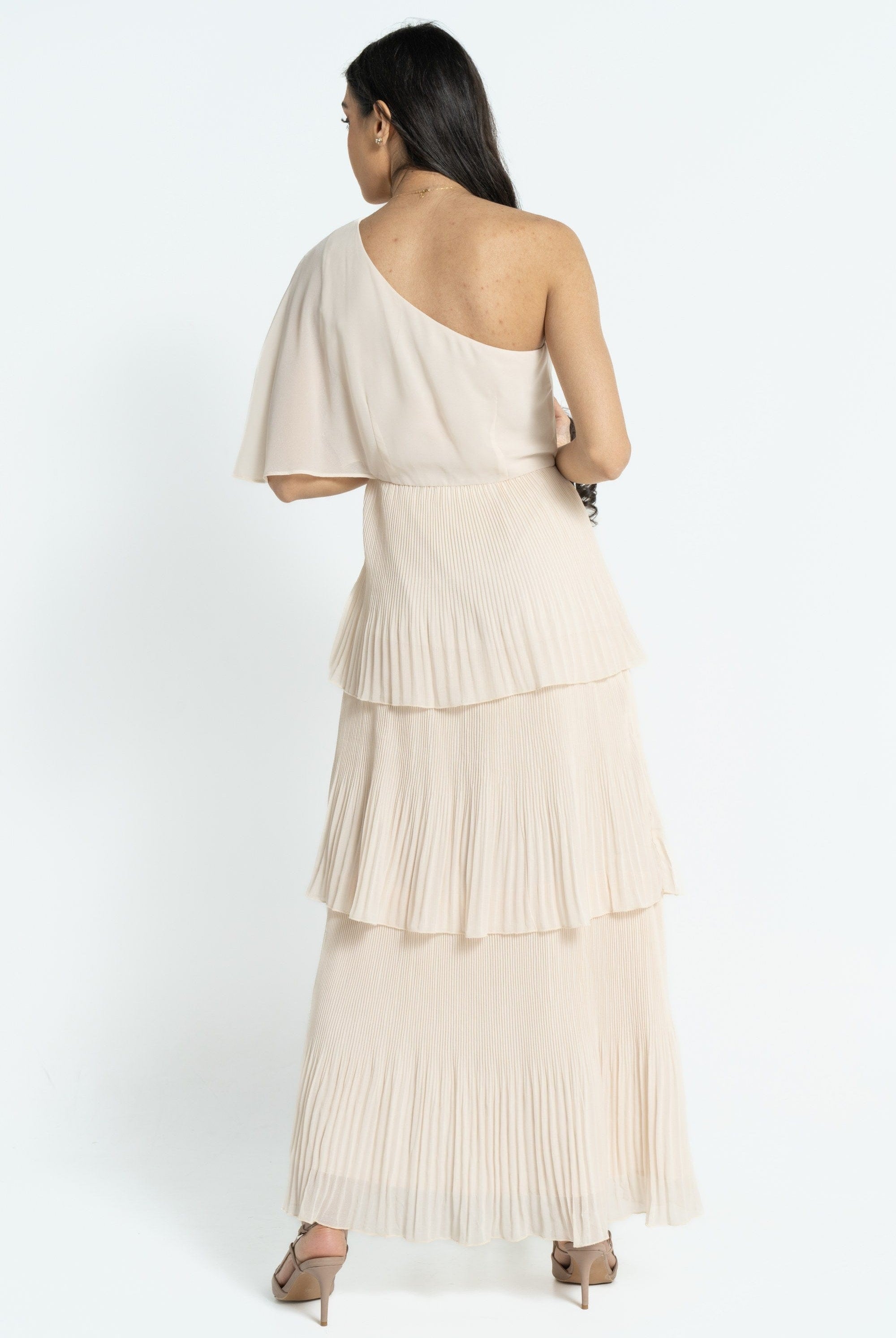 نتشي فستان ماكسي بأكمام فراشة بليسيه نسائي