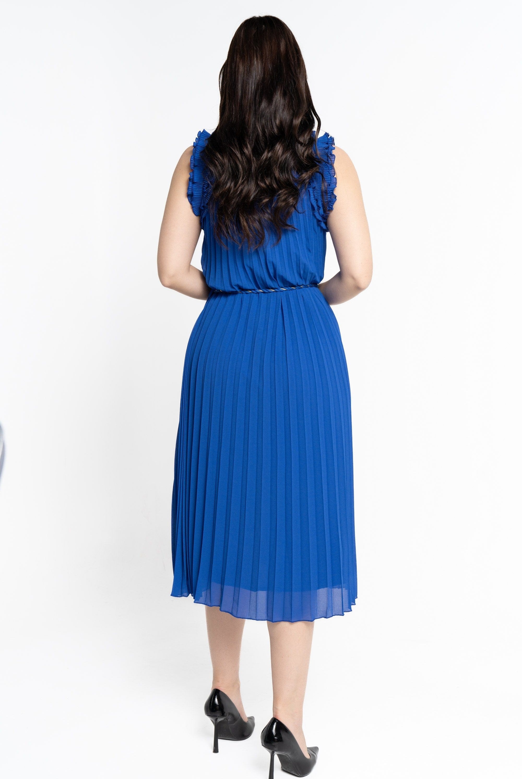 نتشي فستان ميدي بلا أكمام بليسيه نسائي أزرق ملكي