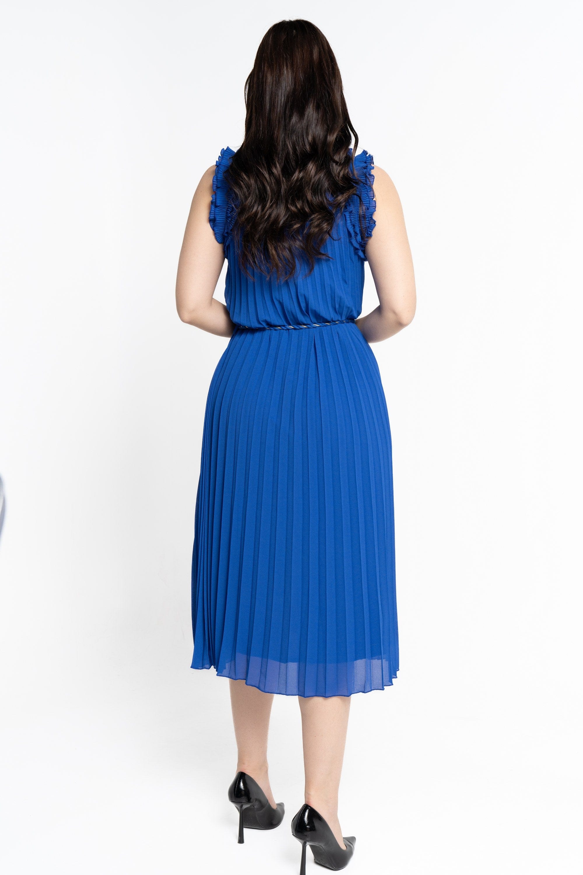 نتشي فستان ميدي بلا أكمام بليسيه نسائي أزرق ملكي