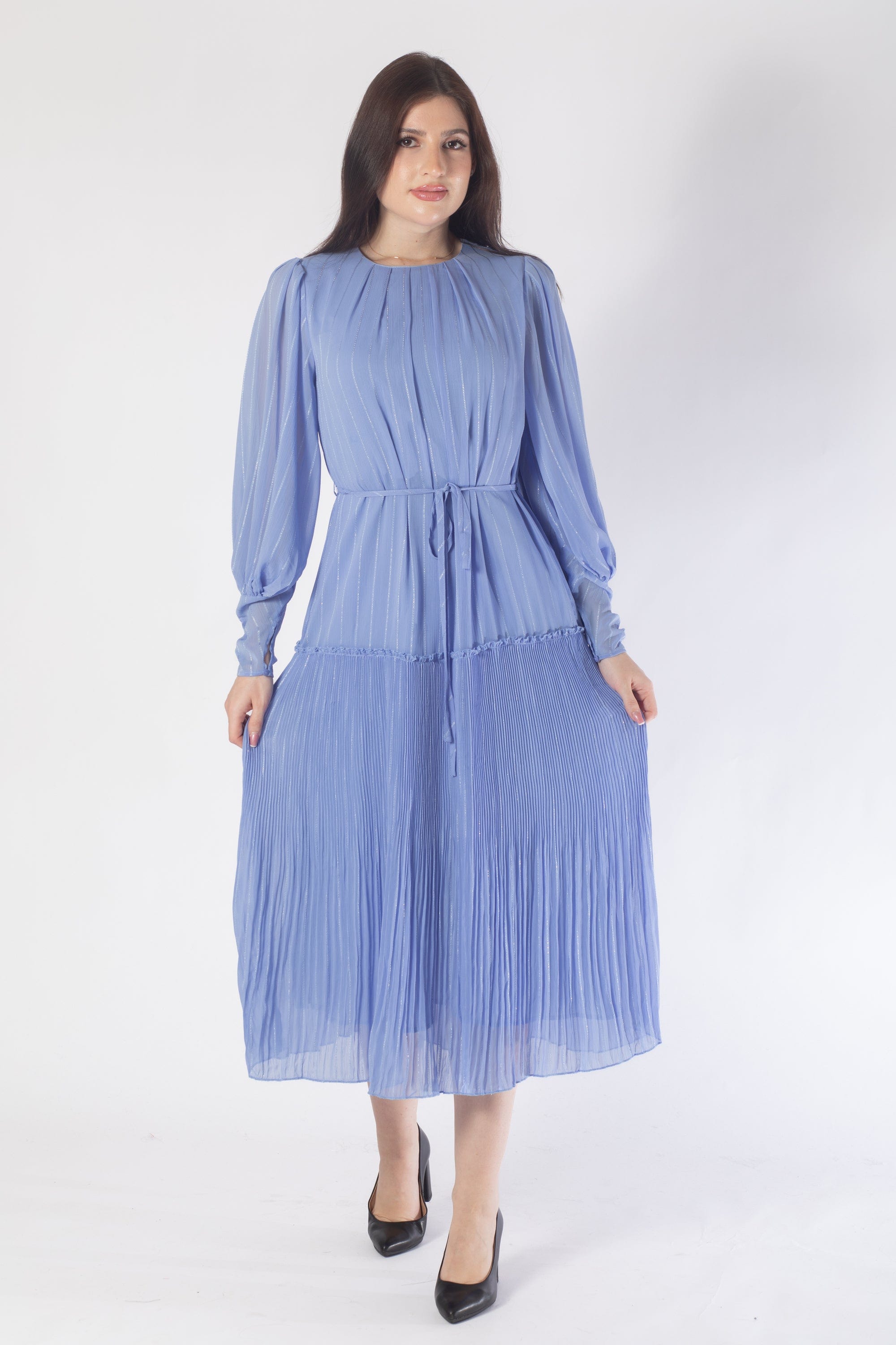 فستان ميدي كم طويل برباط نسائي