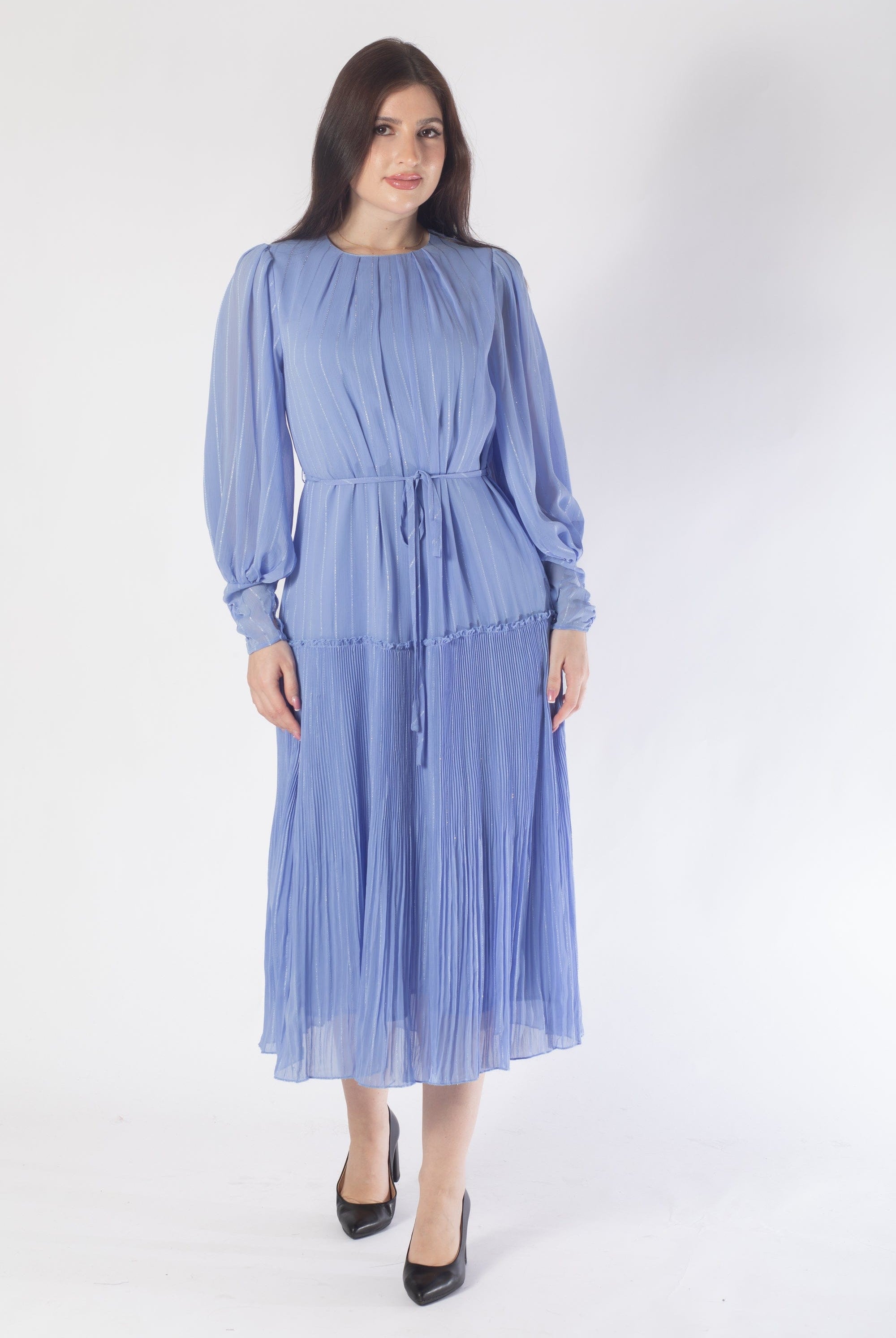 فستان ميدي كم طويل برباط نسائي