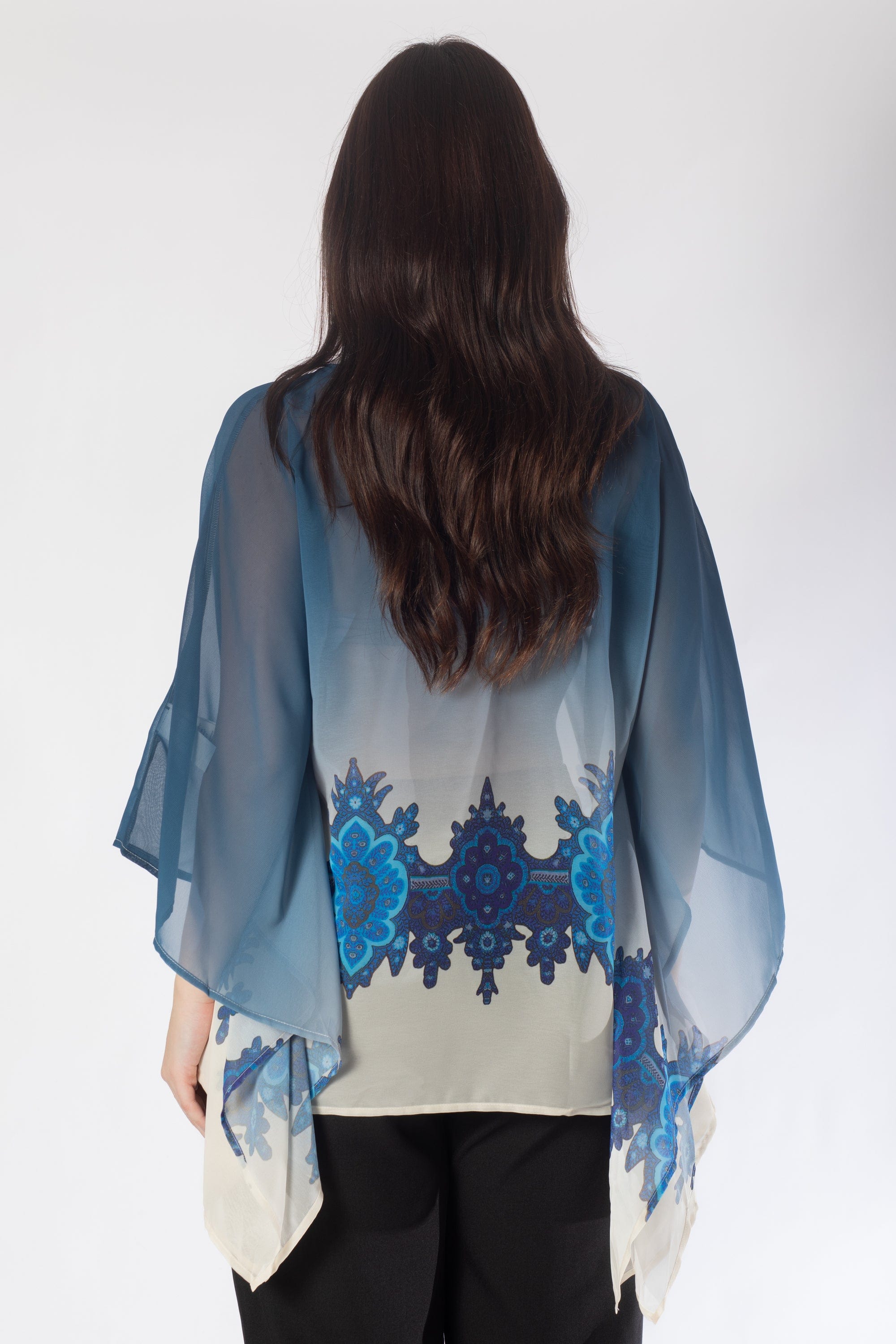 بلوزة بأكمام فراشة بنقشة على الخصر نسائي