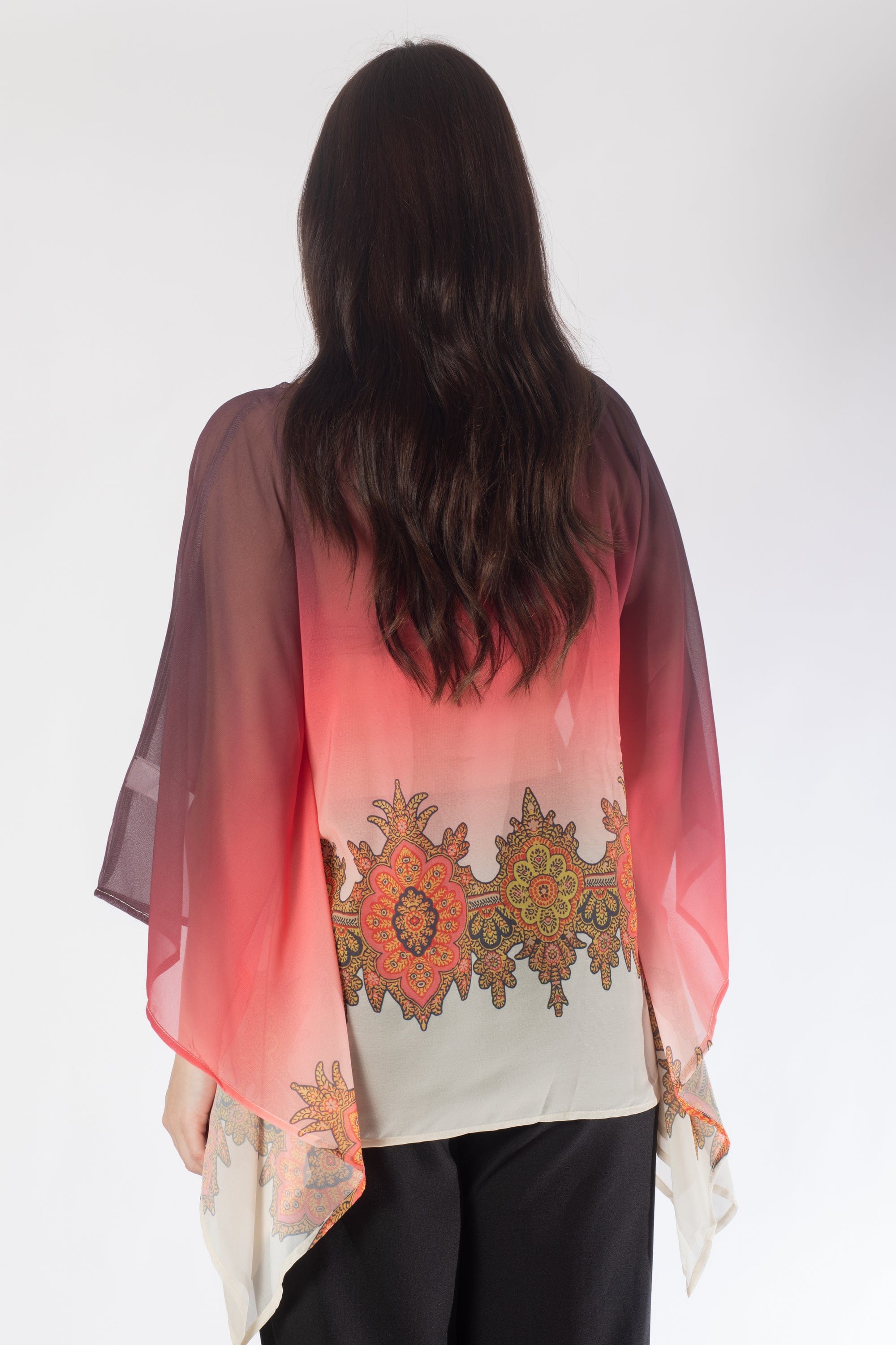 بلوزة بأكمام فراشة بنقشة على الخصر نسائي