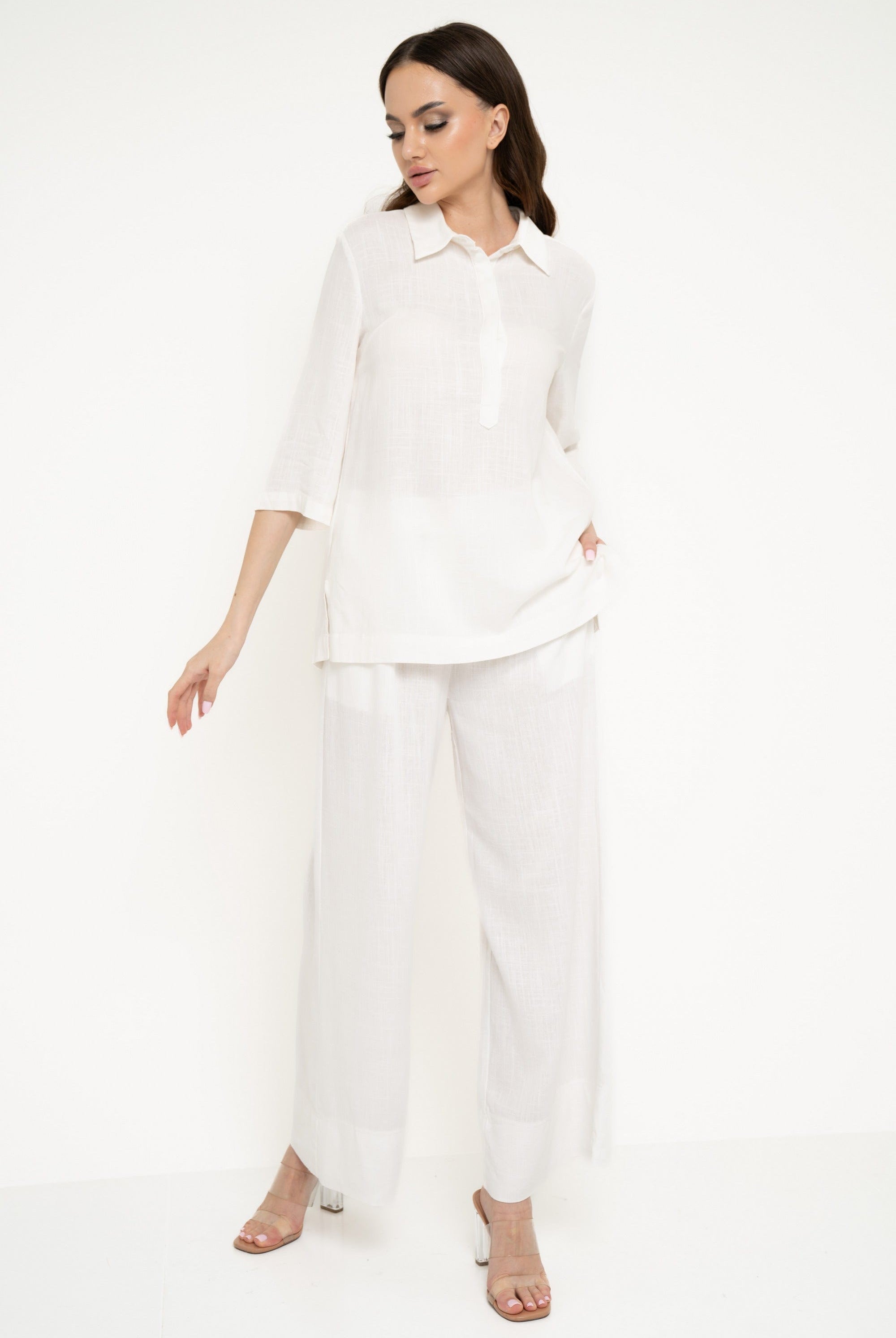 نتشي بنطلون منقوش طويل واسع نسائي