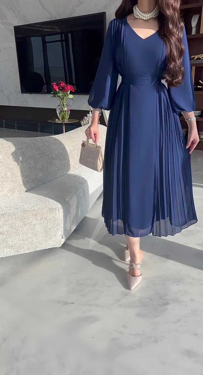 ميكا فستان ميدي بأكمام 3/4 كم بليسيه نسائي