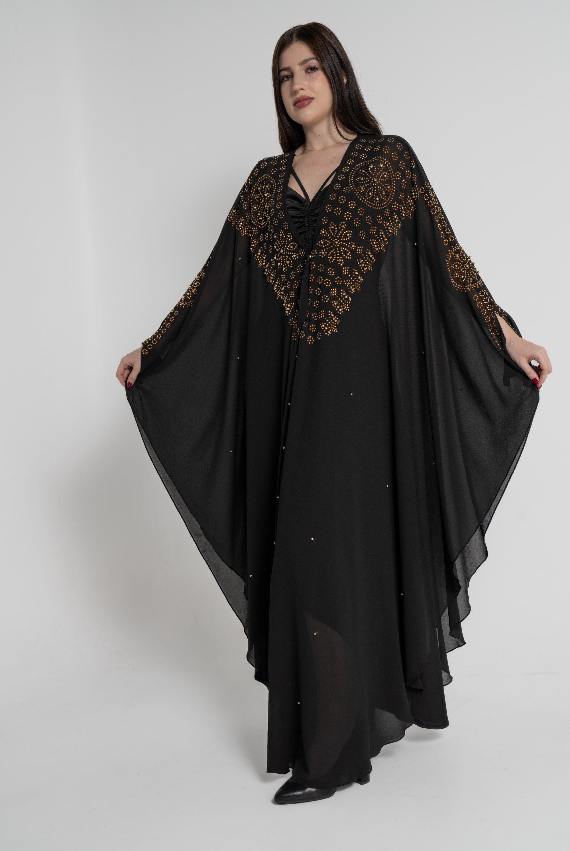 نتشي كارديجان بأكمام طويلة مطرزة نسائي أسود