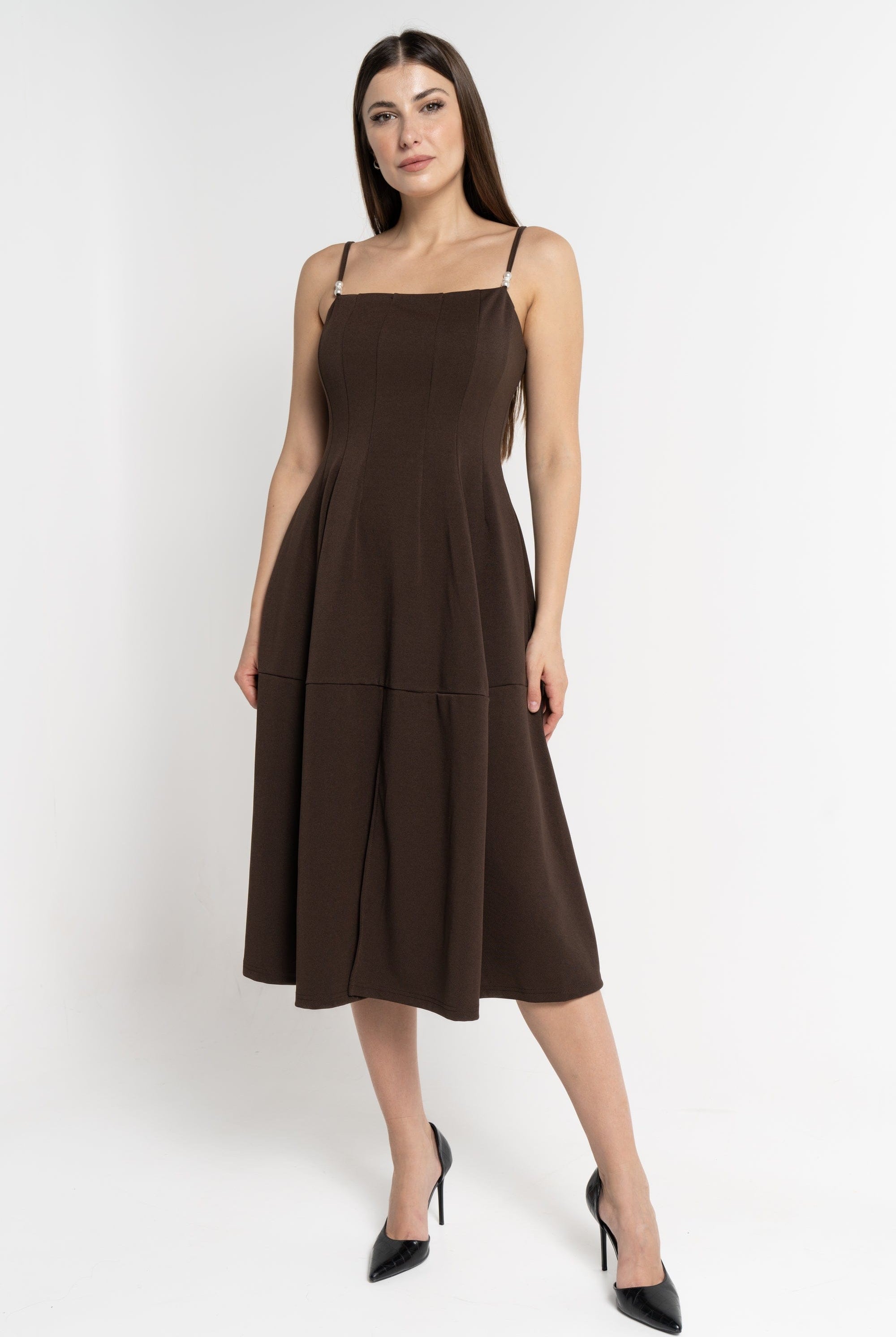 نتشي فستان ميدي بلا أكمام منقوش نسائي