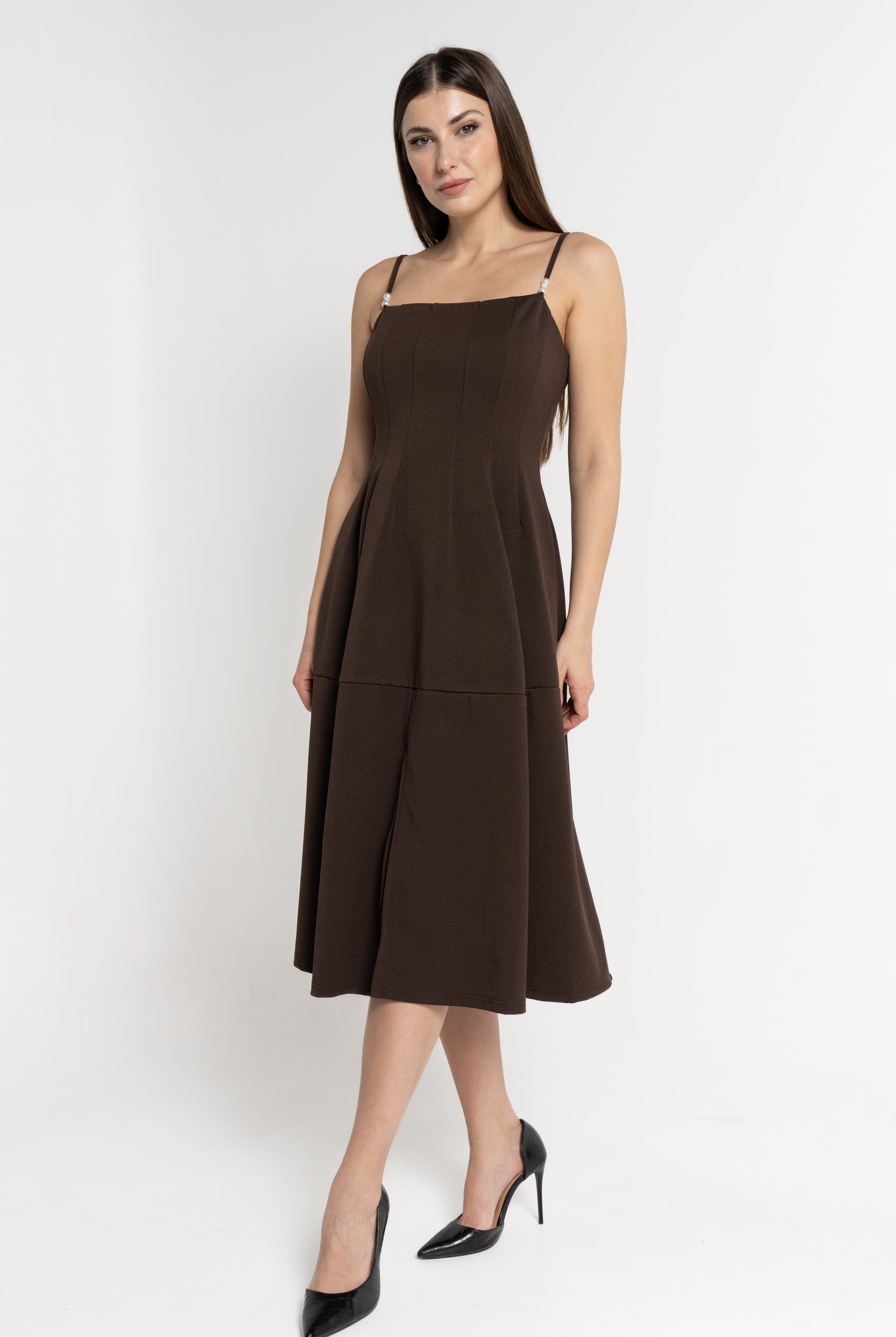 نتشي فستان ميدي بلا أكمام منقوش نسائي