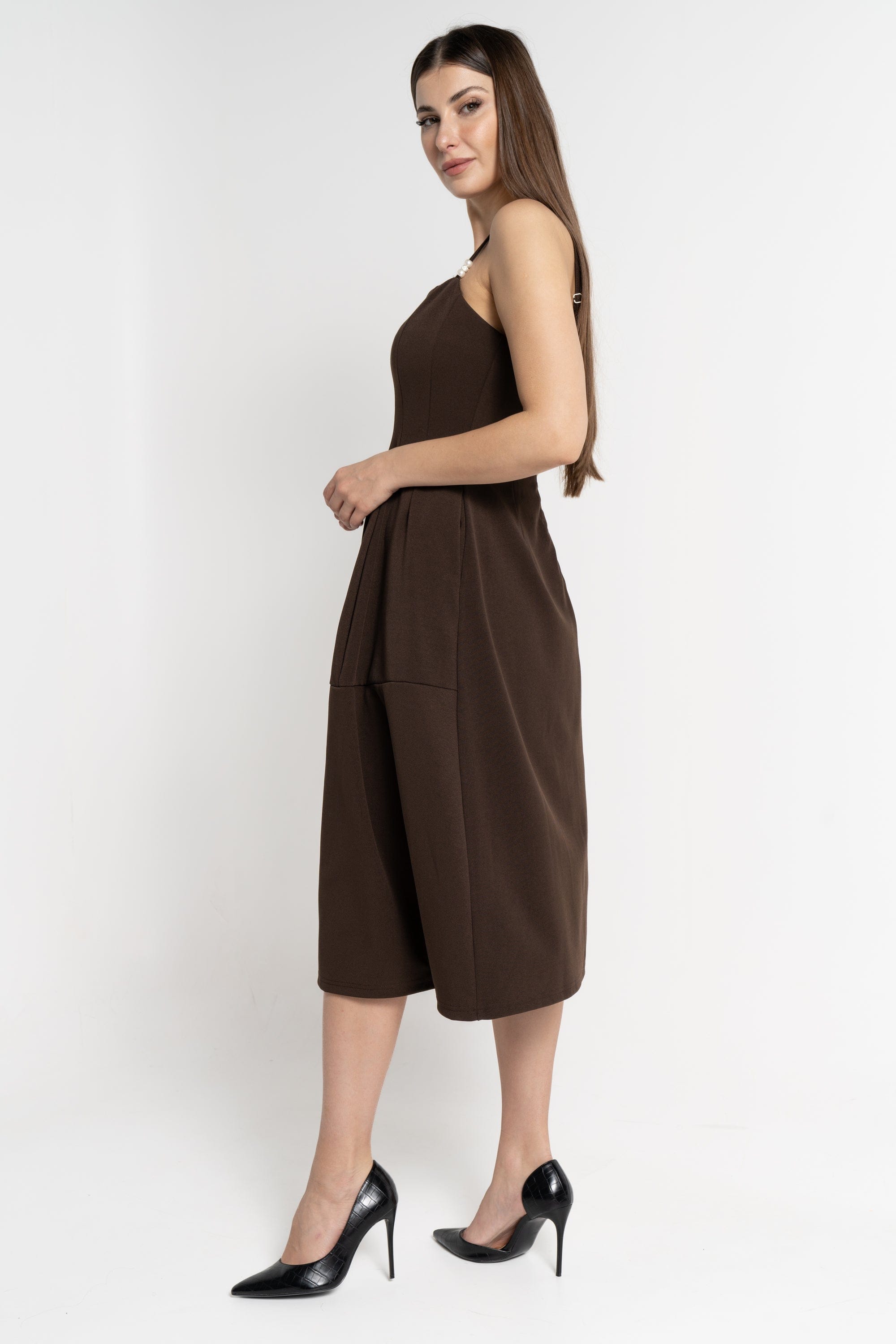 نتشي فستان ميدي بلا أكمام منقوش نسائي