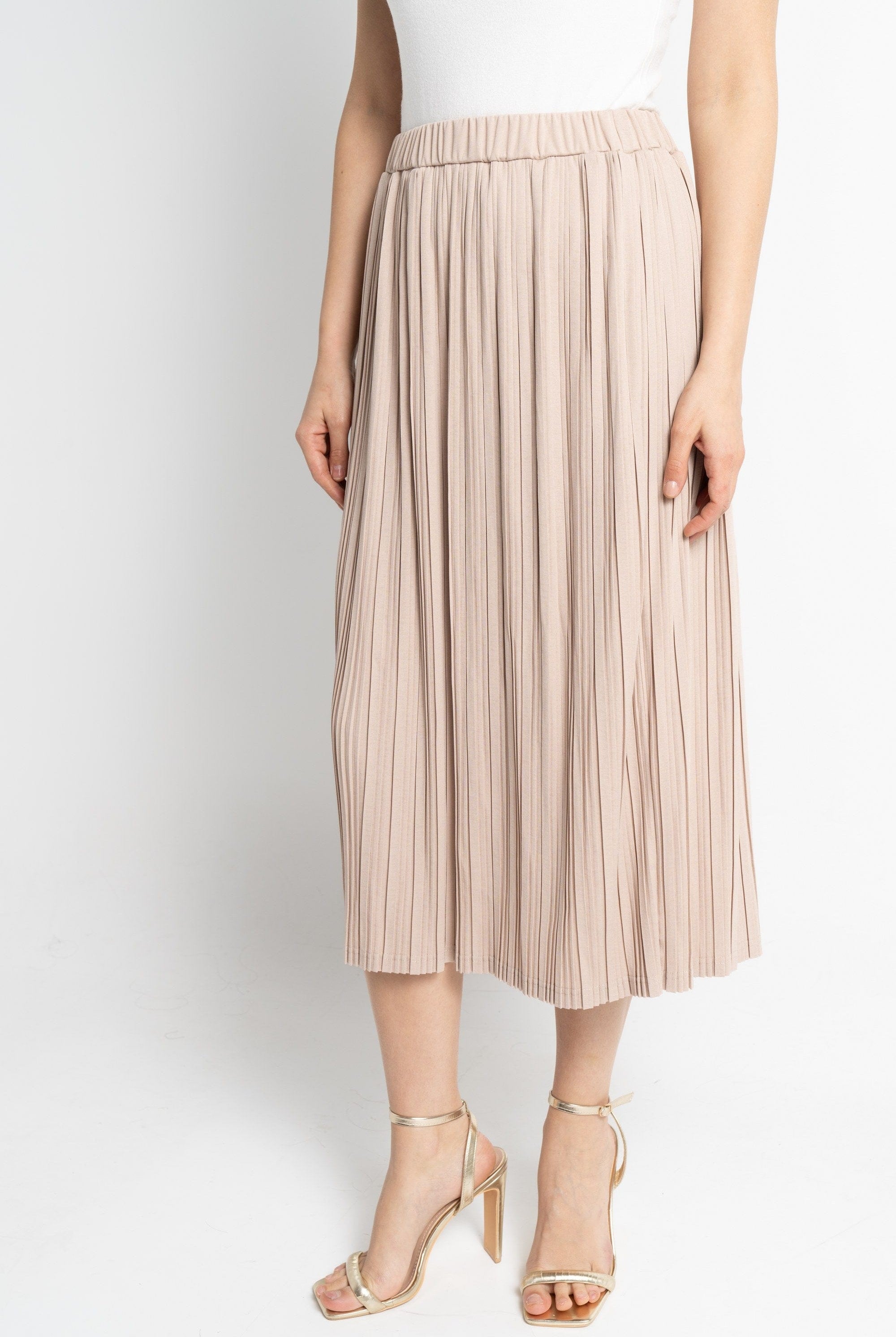 نتشي تنورة ميدي نسائية مطاطة بليسية عريض