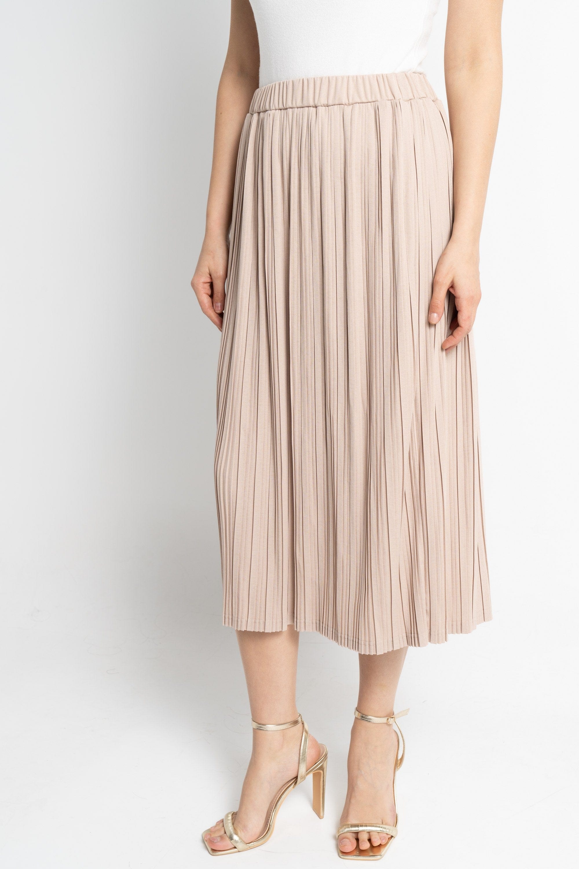 نتشي تنورة ميدي نسائية مطاطة بليسية عريض