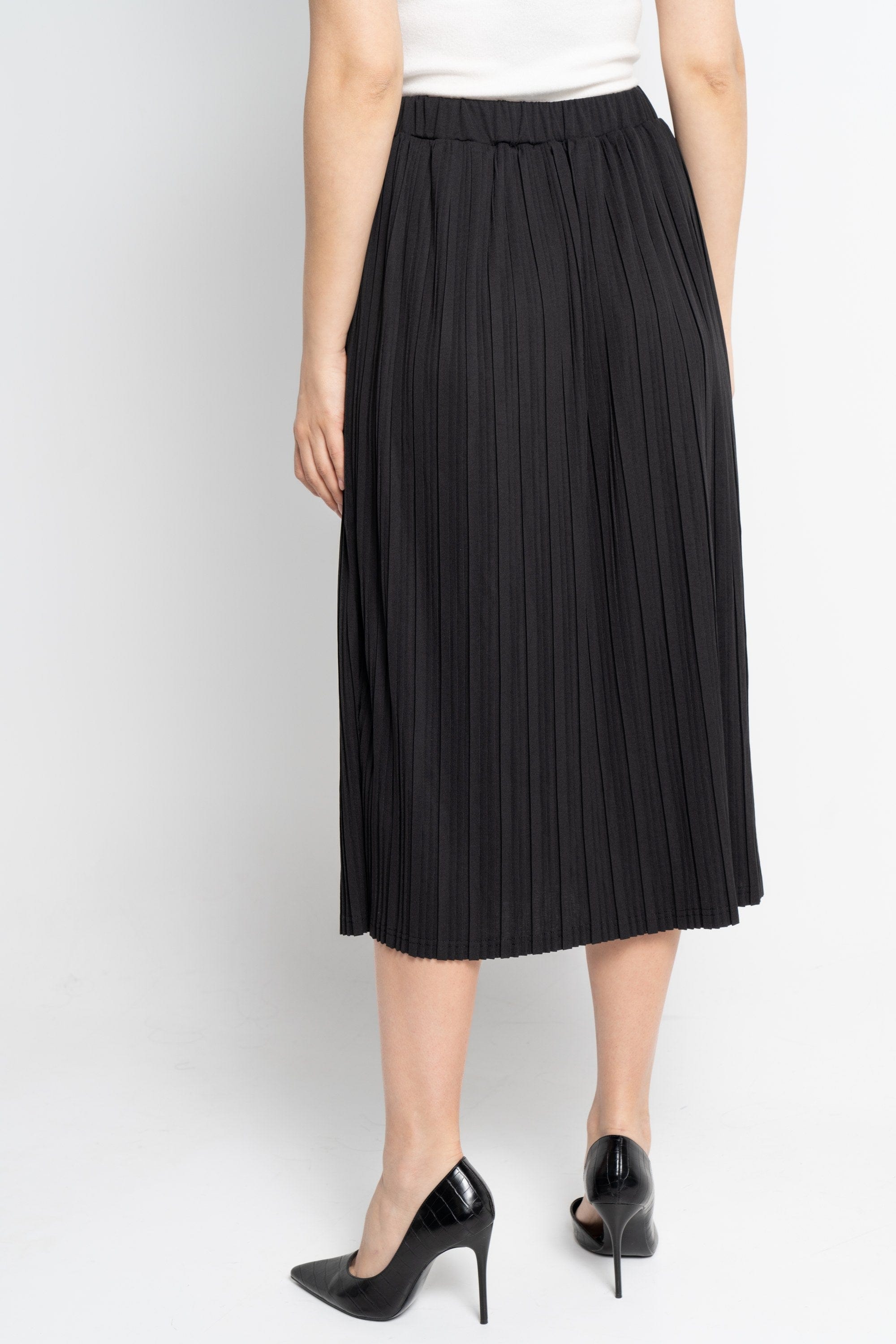 نتشي تنورة ميدي نسائية مطاطة بليسية عريض