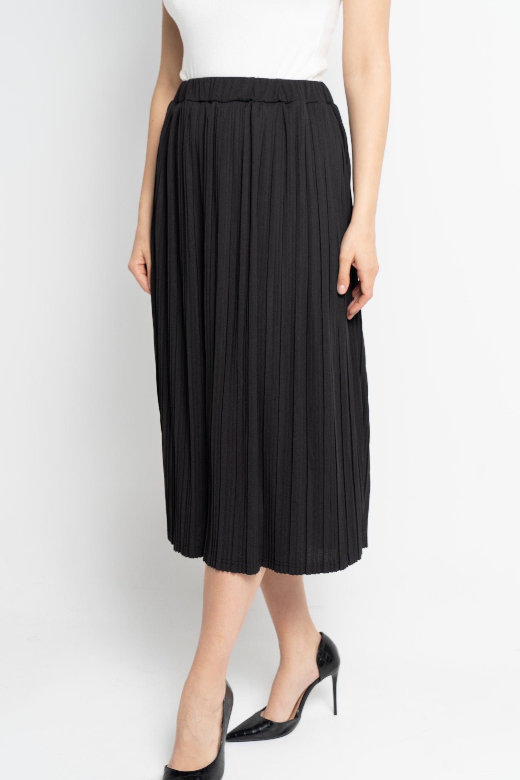 نتشي تنورة ميدي نسائية مطاطة بليسية عريض