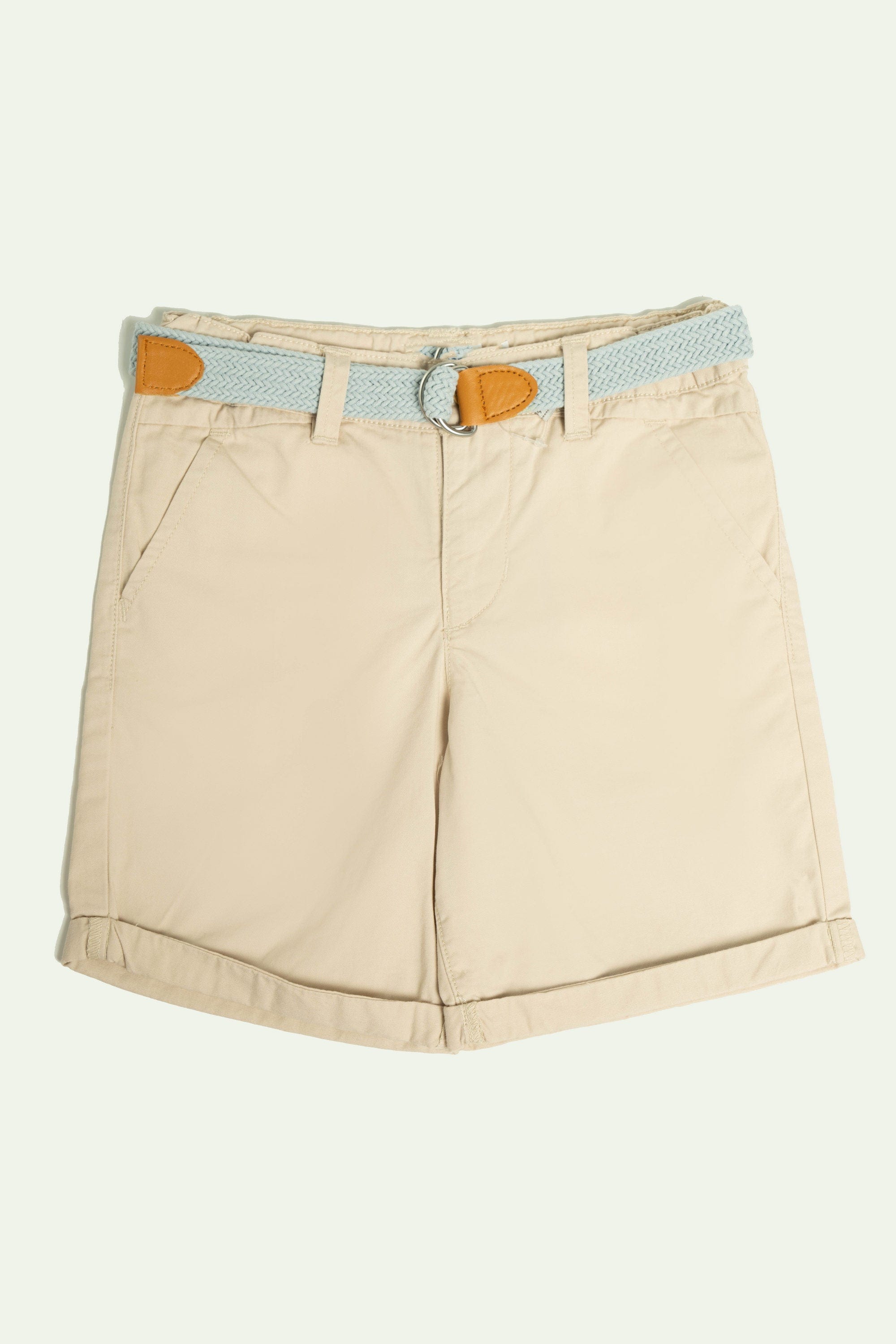 جينجرسنابس شورت اطفال ولادي سادة ملحق بحزام بيج