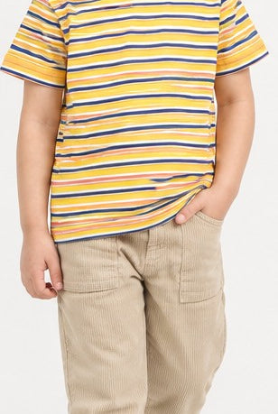 Lifestyle view of Gingersnaps boys striped T-shirt