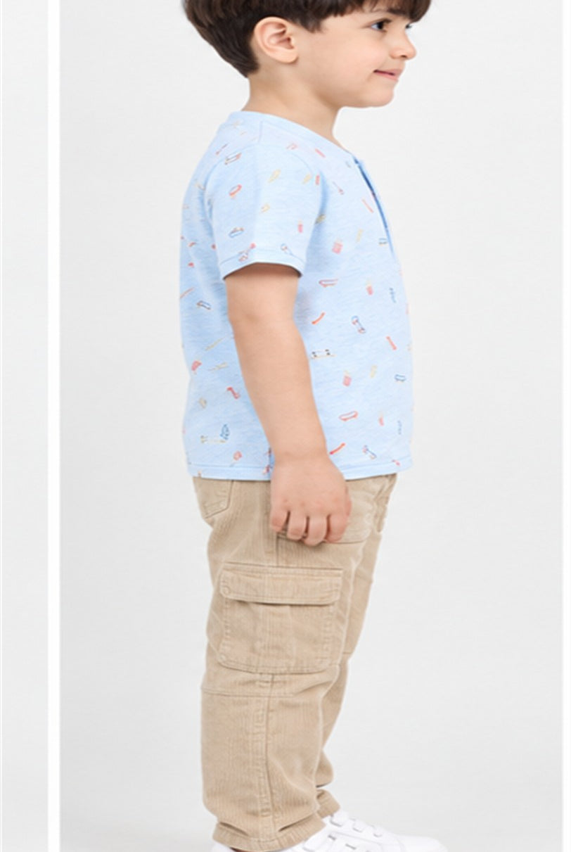 Gingersnaps boys pale blue print T-shirt - left view