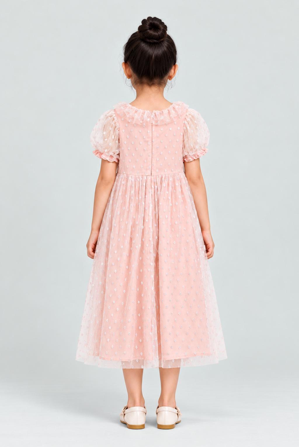 Gingersnaps GDR1932 girls blush sparkle dress - back model view