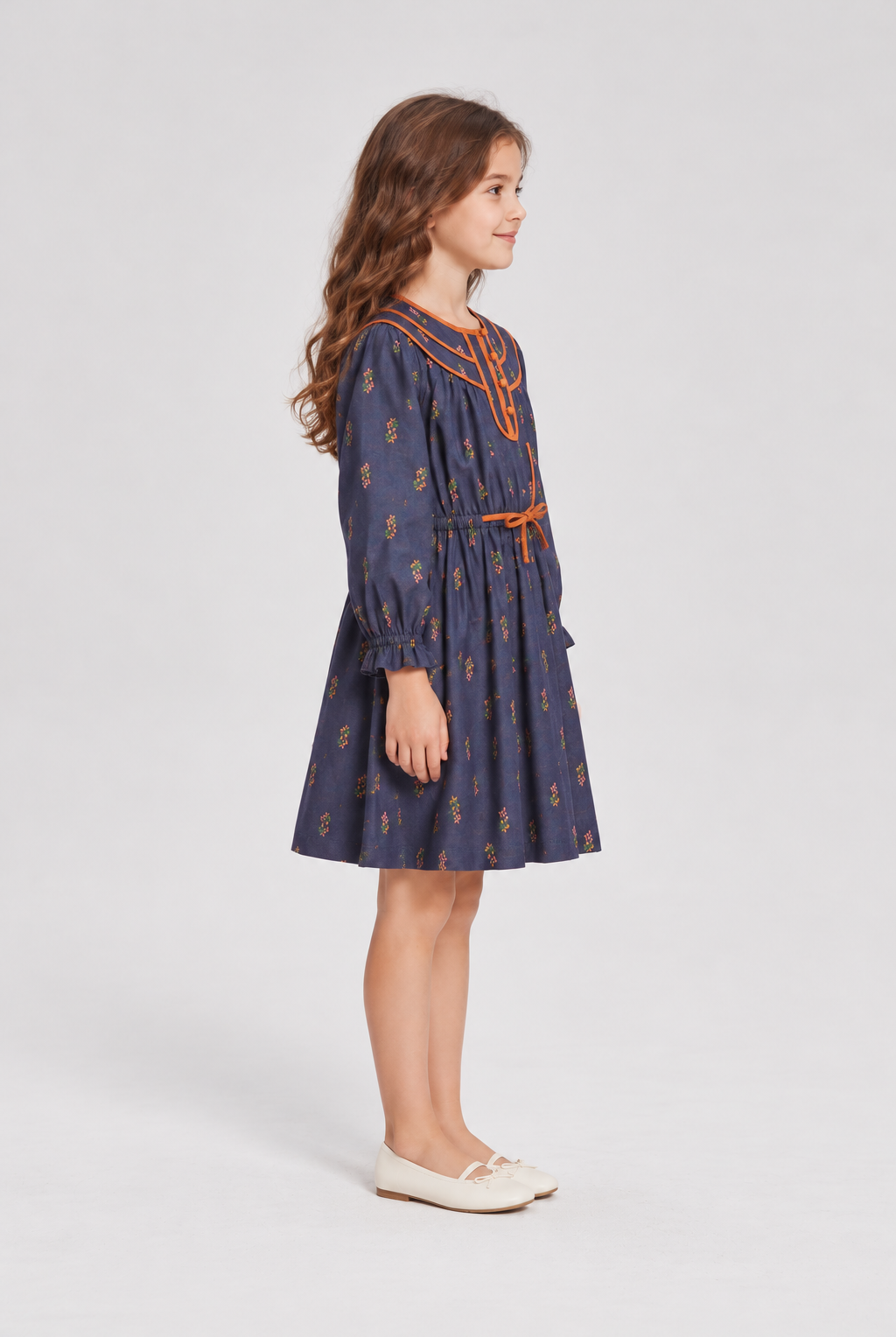 GDR2169 navy floral dress right model view