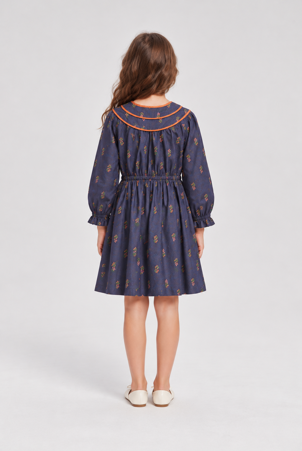 GDR2169 navy floral dress back model view